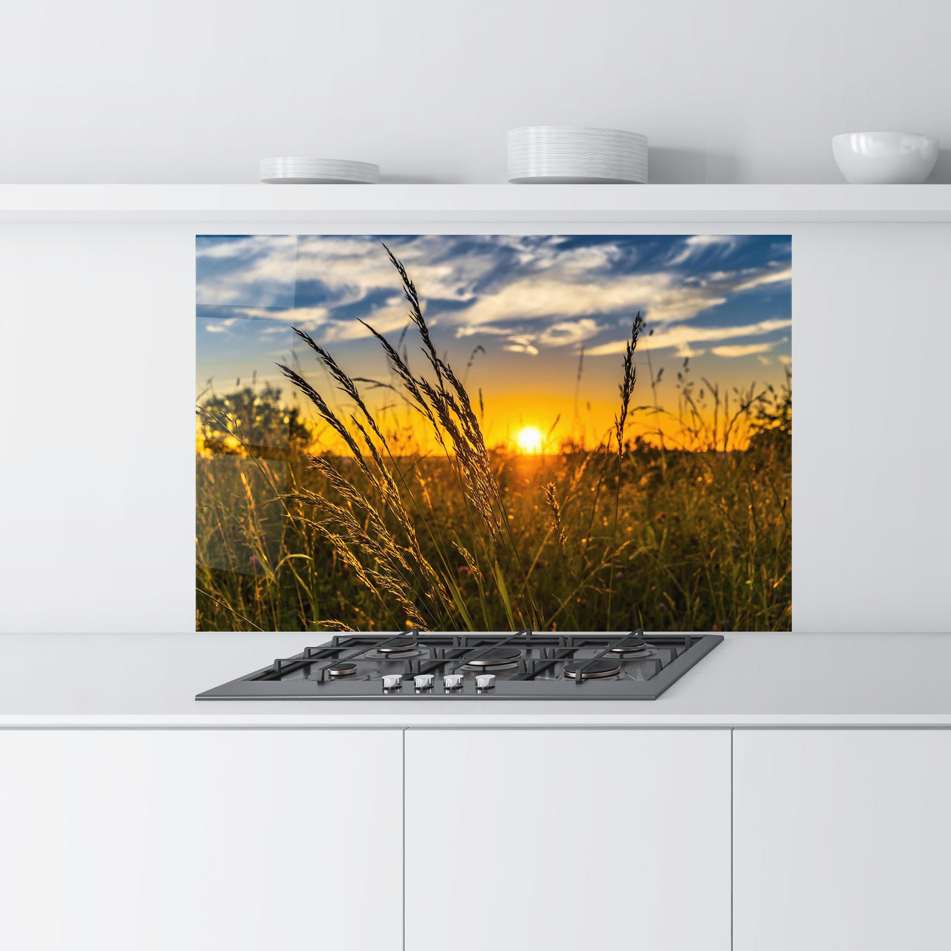 Küchenrückwand Glas Wheat Sunset mockup 9