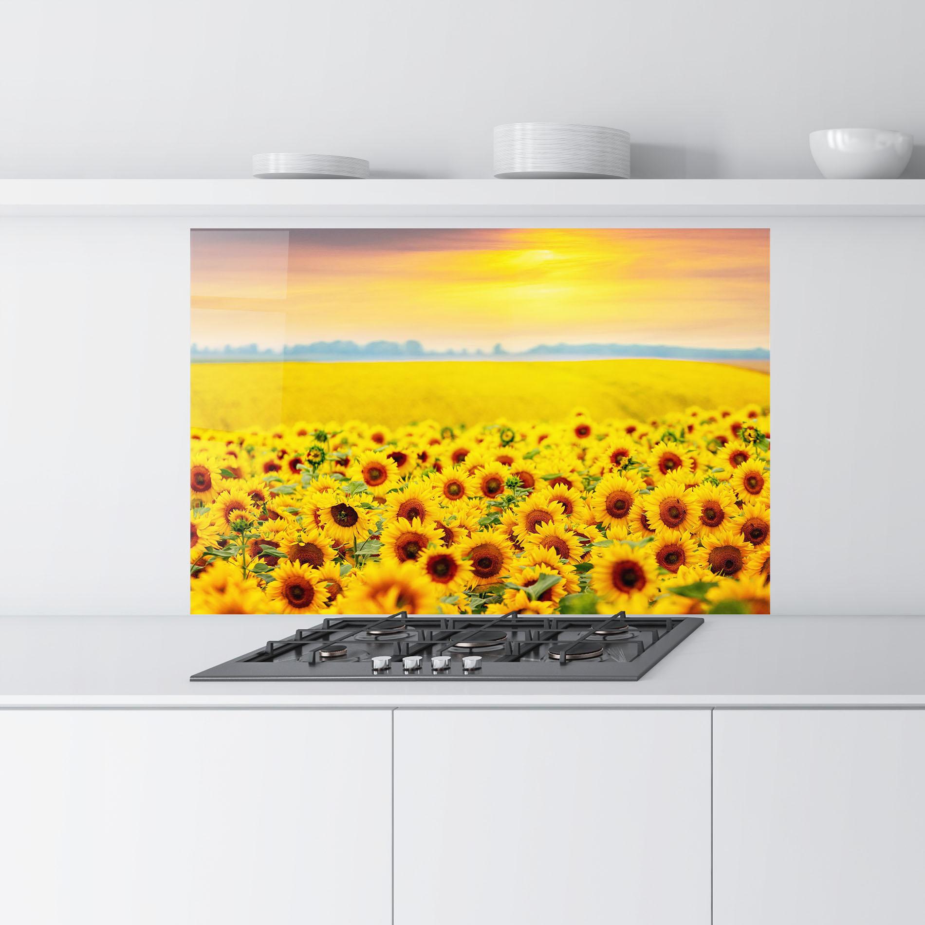 Küchenrückwand Glas Yellow Sunflowers mockup 9