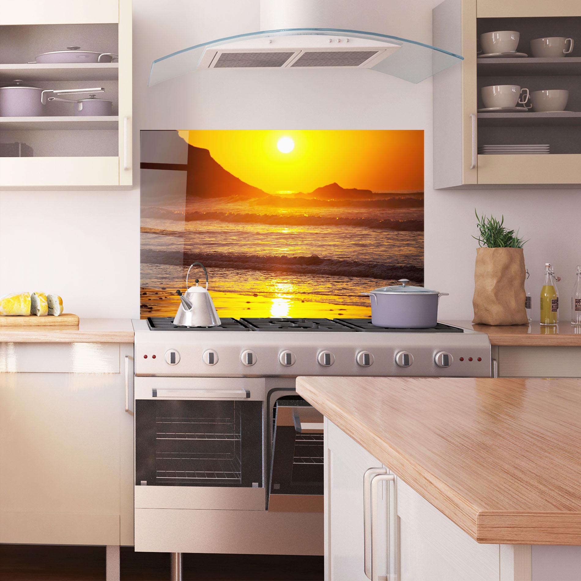 Küchenrückwand Glas Sea Sunset mockup 1