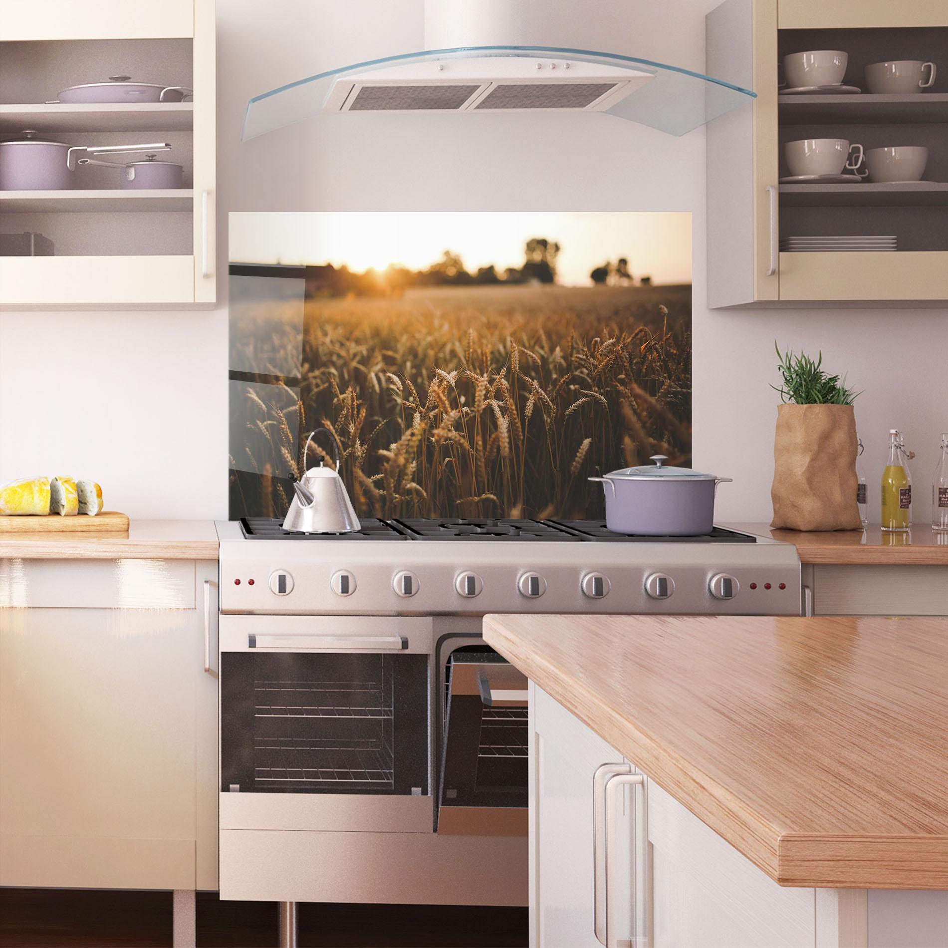 Küchenrückwand Glas Summer Field mockup 1