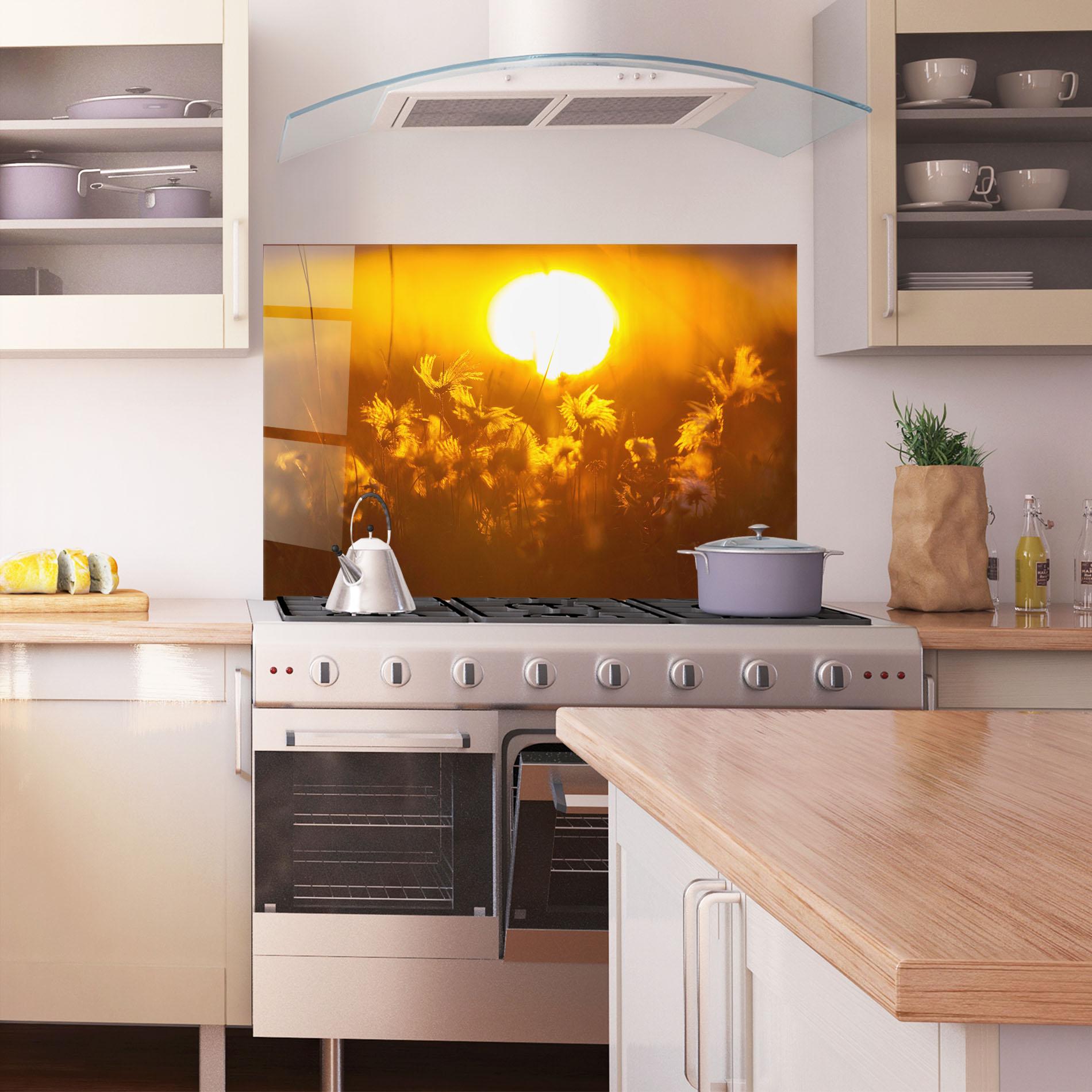 Küchenrückwand Glas Wildflowers mockup 1