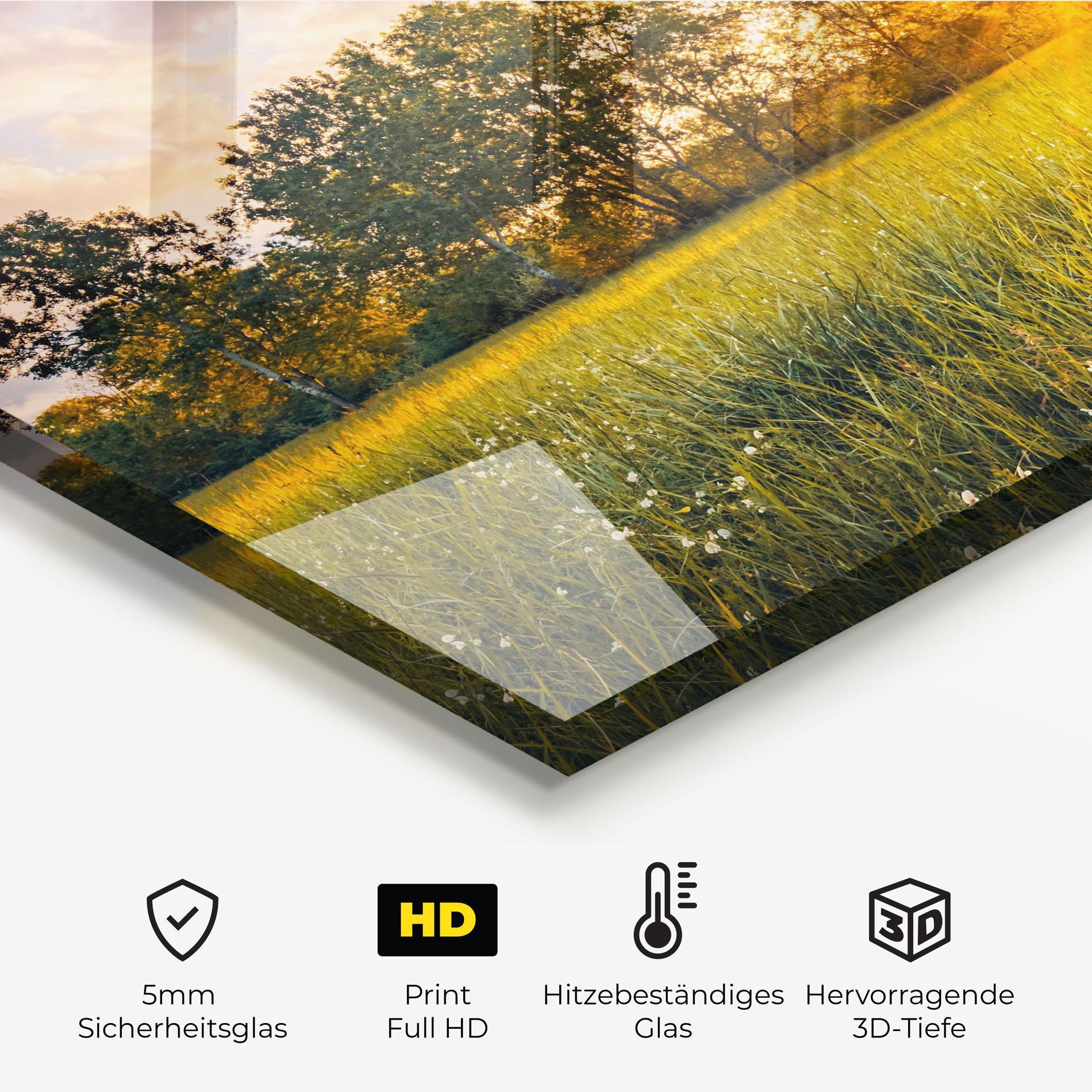 Küchenrückwand Glas Blossoming Meadow mockup 2