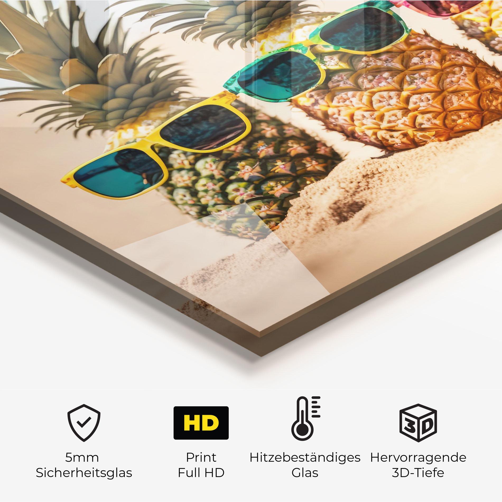 Küchenrückwand Glas Five Pineapples mockup 2