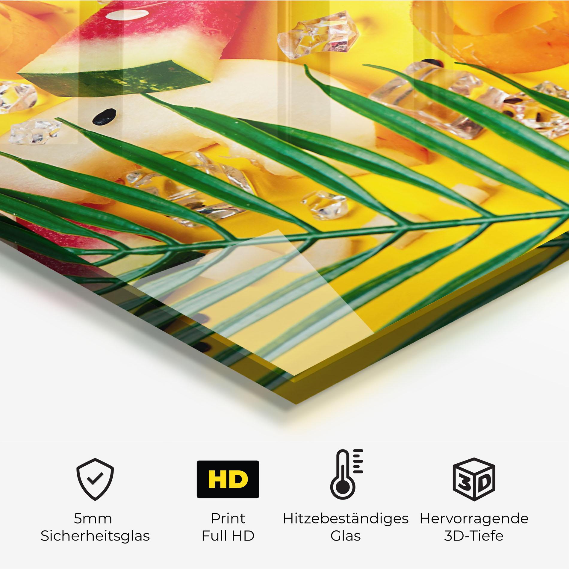 Küchenrückwand Glas Ice Cubes Fruits mockup 2