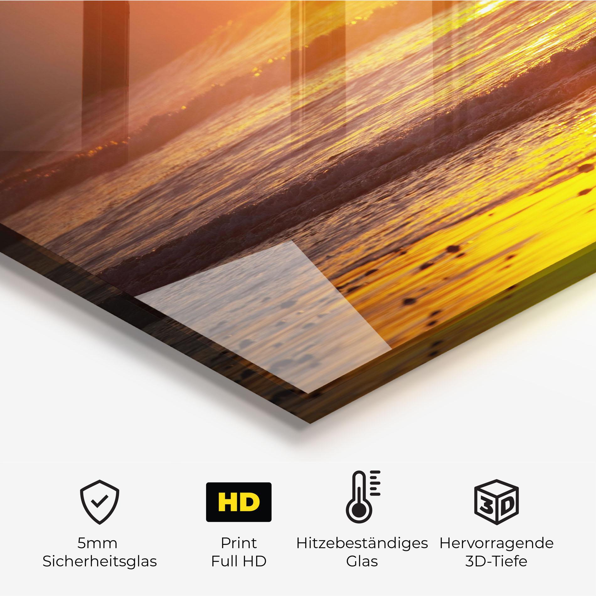 Küchenrückwand Glas Sea Sunset mockup 2