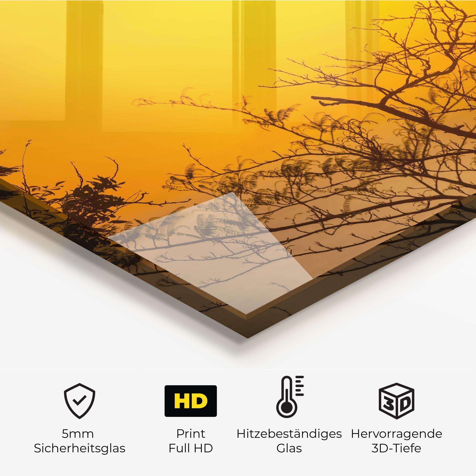 Küchenrückwand Glas Sunset Branches mockup 2