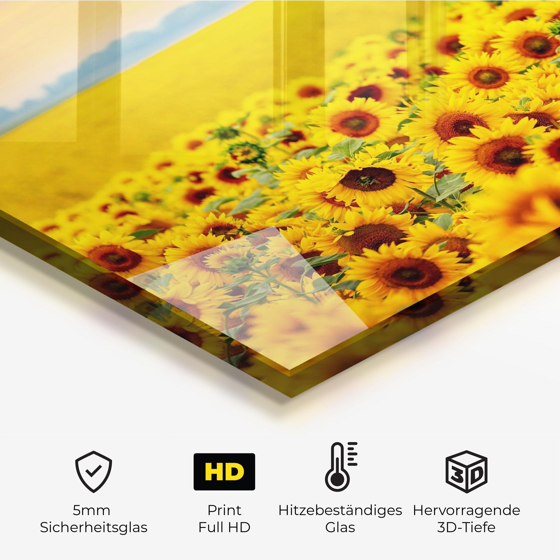 Küchenrückwand Glas Yellow Sunflowers mockup 2