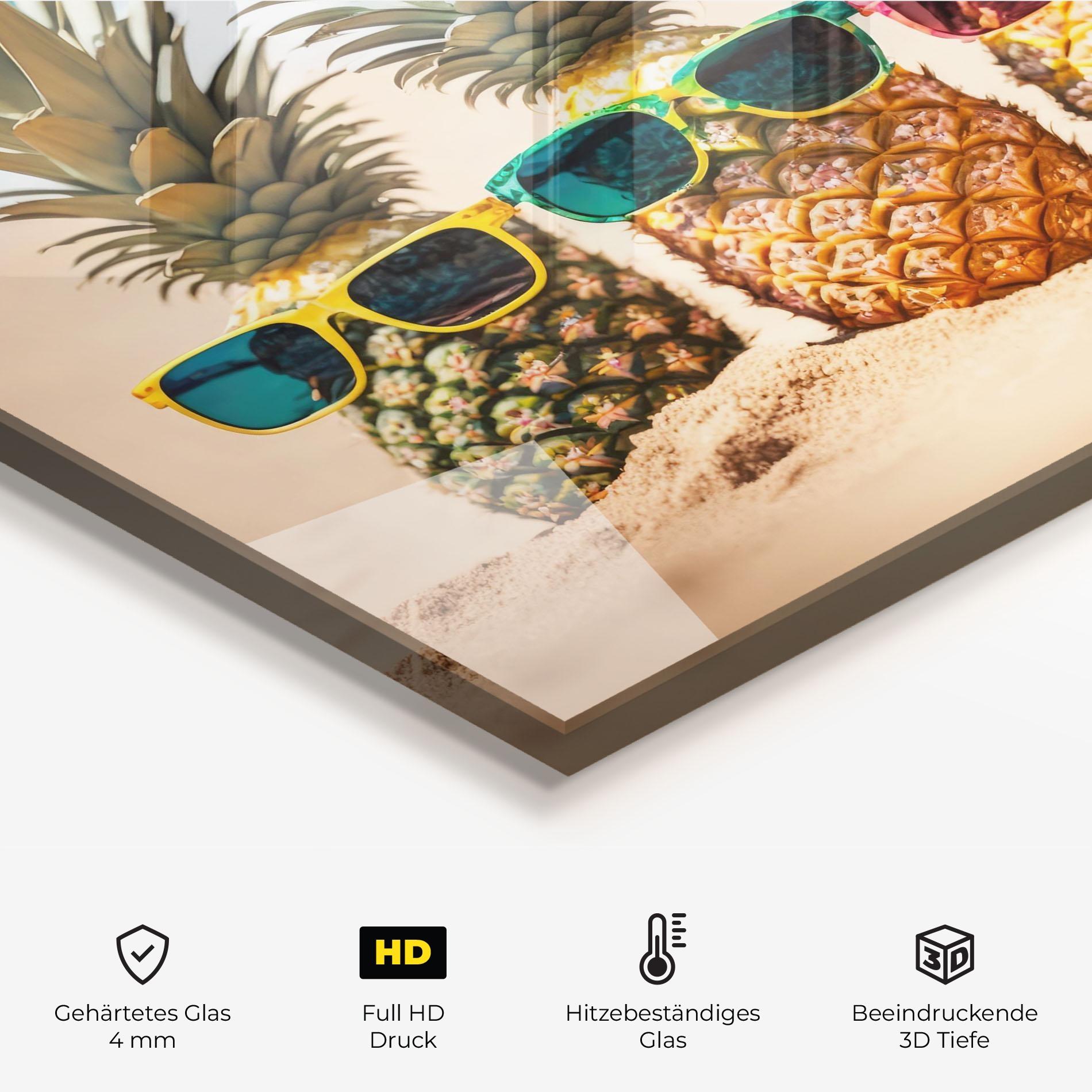 Küchenrückwand Glas Five Pineapples mockup 2