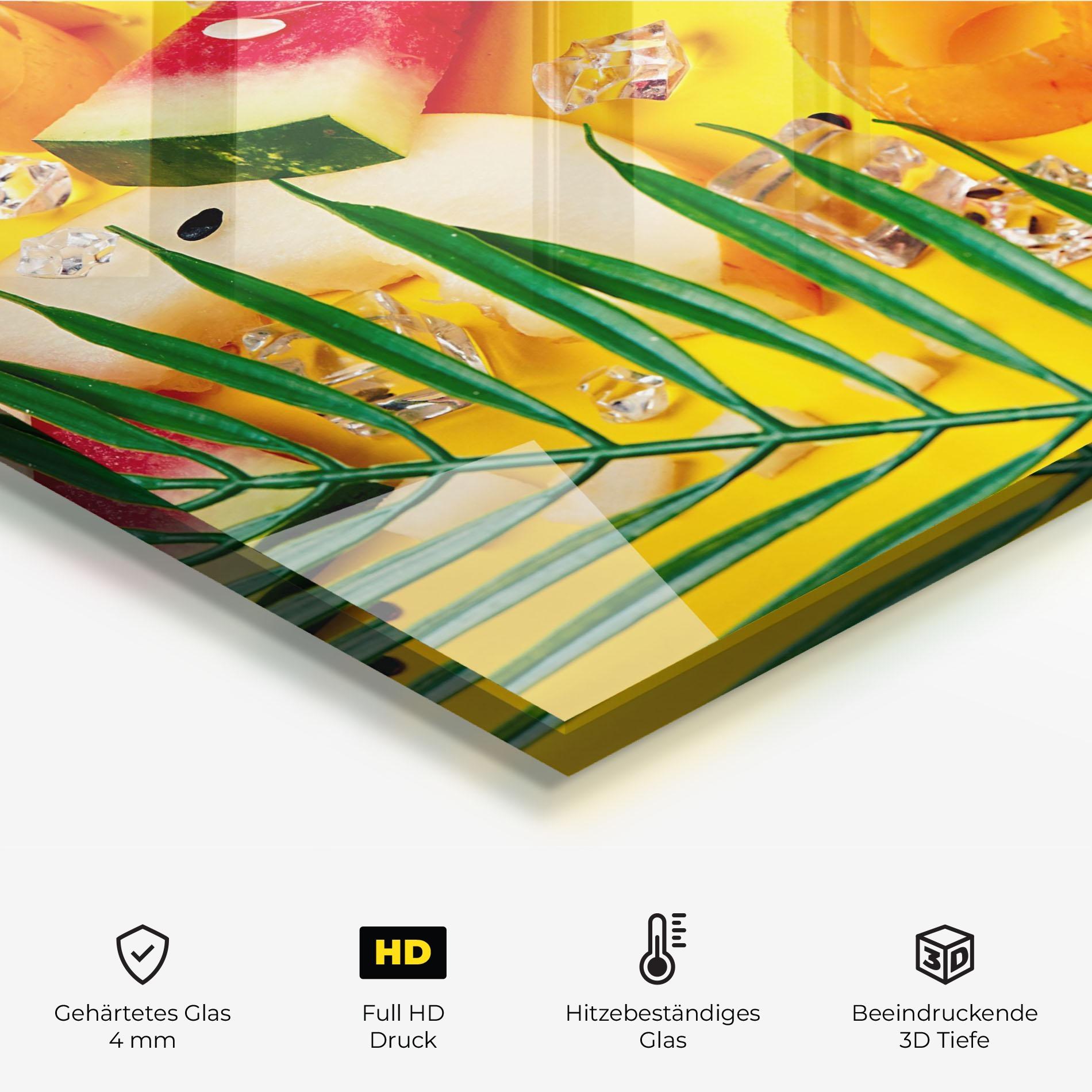 Küchenrückwand Glas Ice Cubes Fruits mockup 2