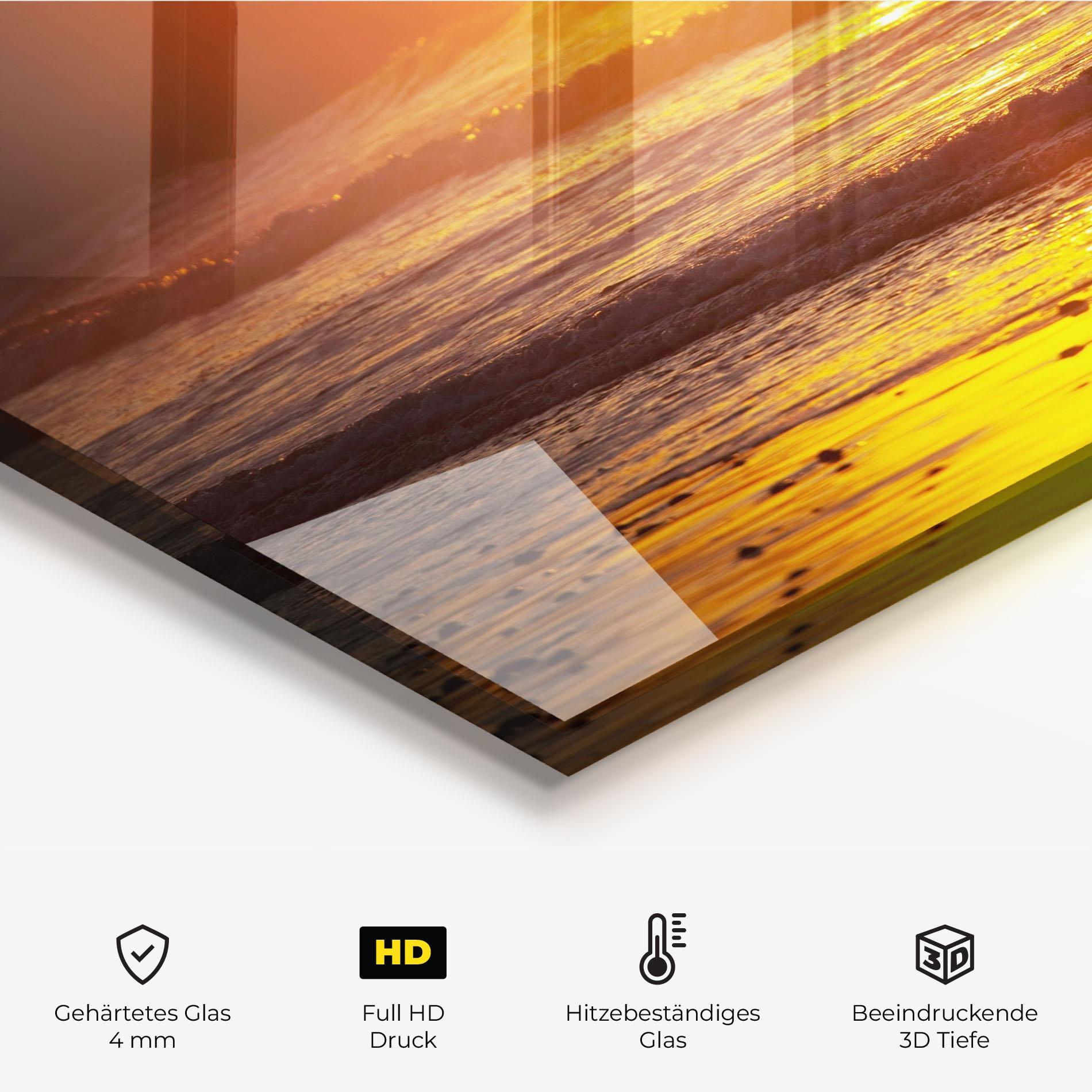 Küchenrückwand Glas Sea Sunset mockup 2