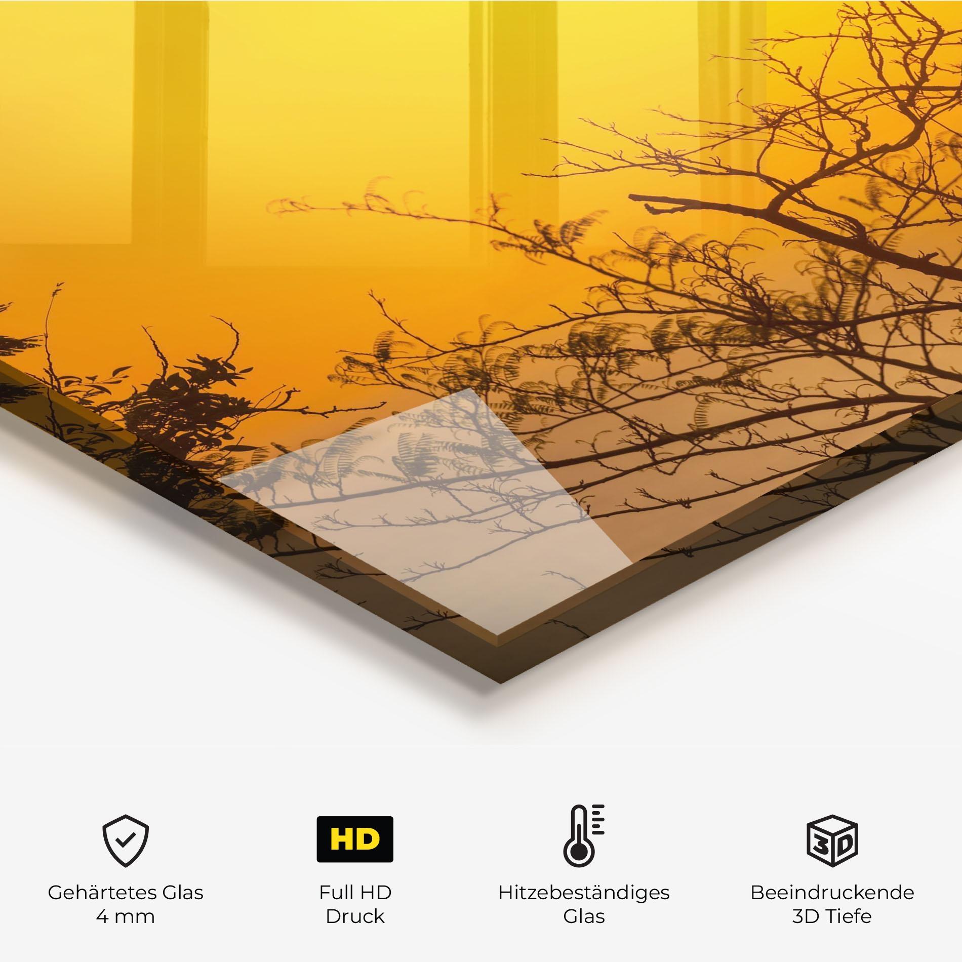 Küchenrückwand Glas Sunset Branches mockup 2
