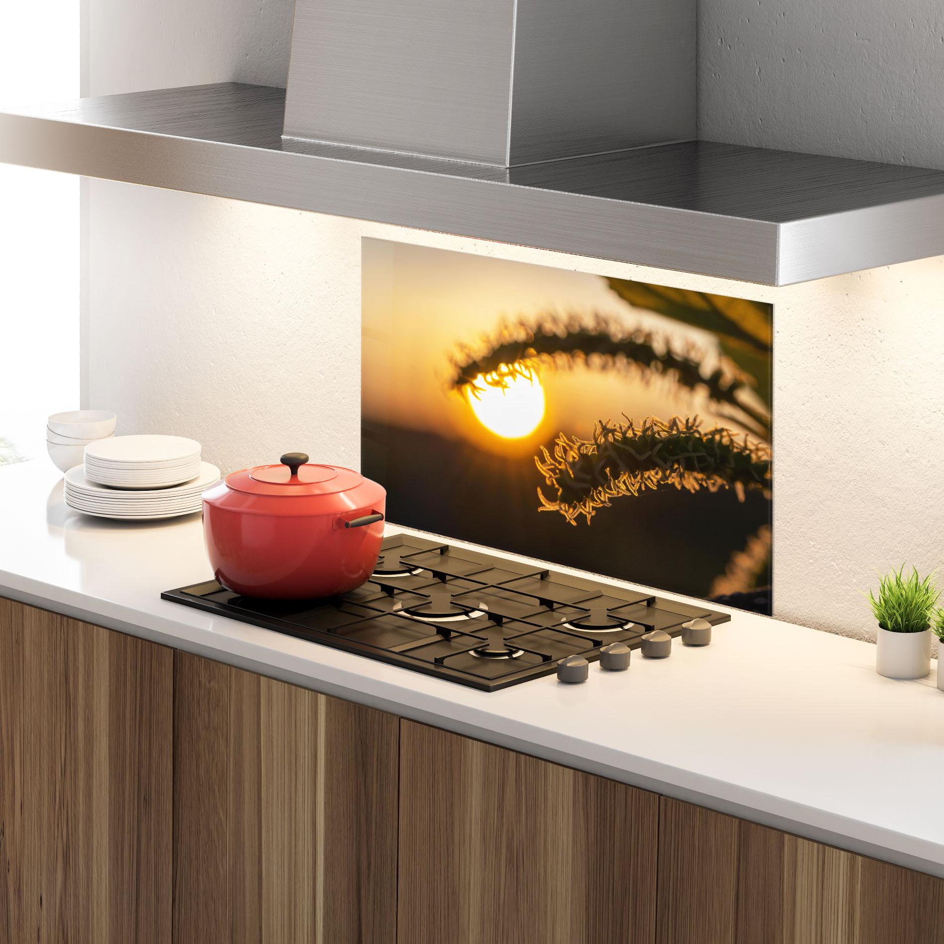 Küchenrückwand Glas Plant Shilouette mockup 4