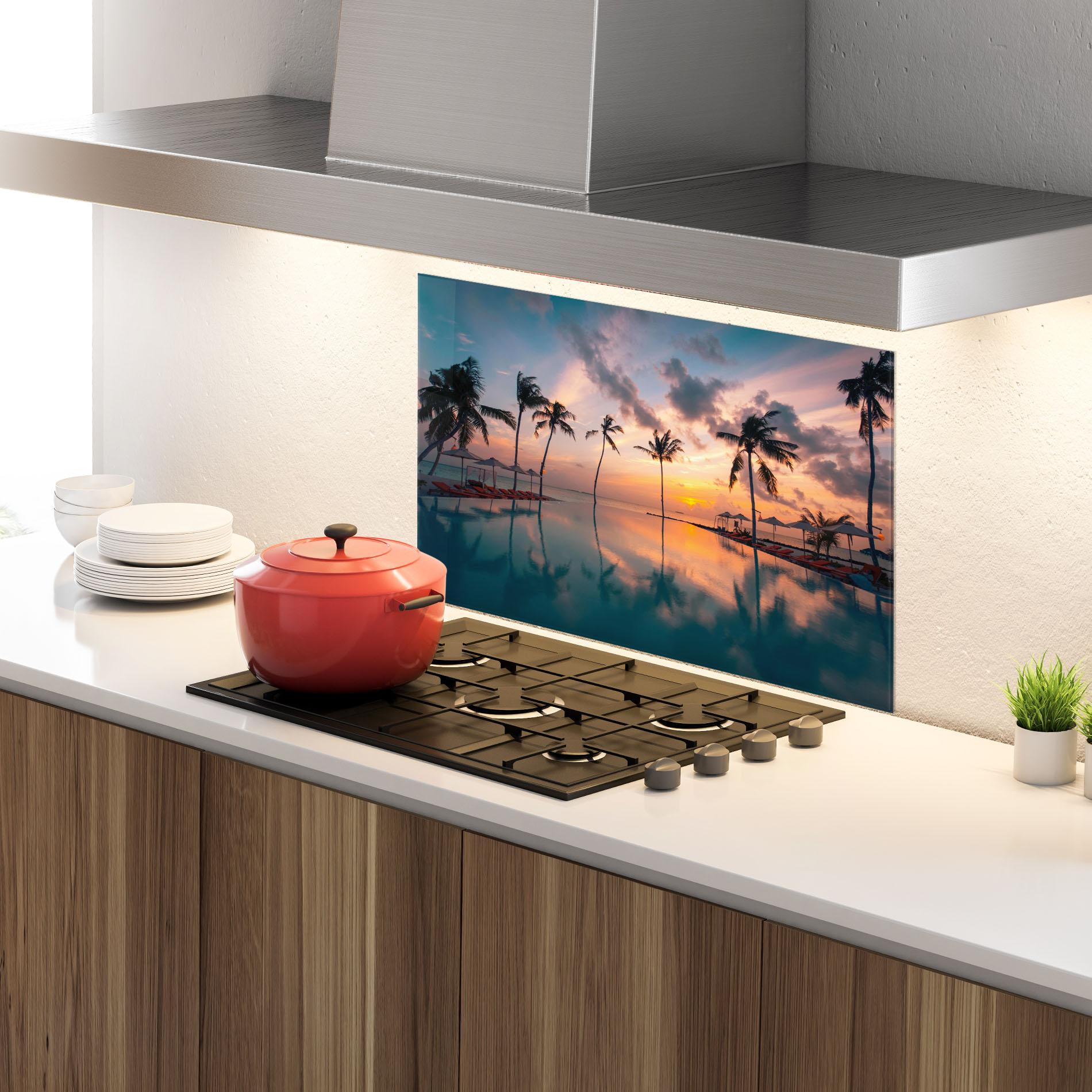 Küchenrückwand Glas Tropical Beach mockup 4