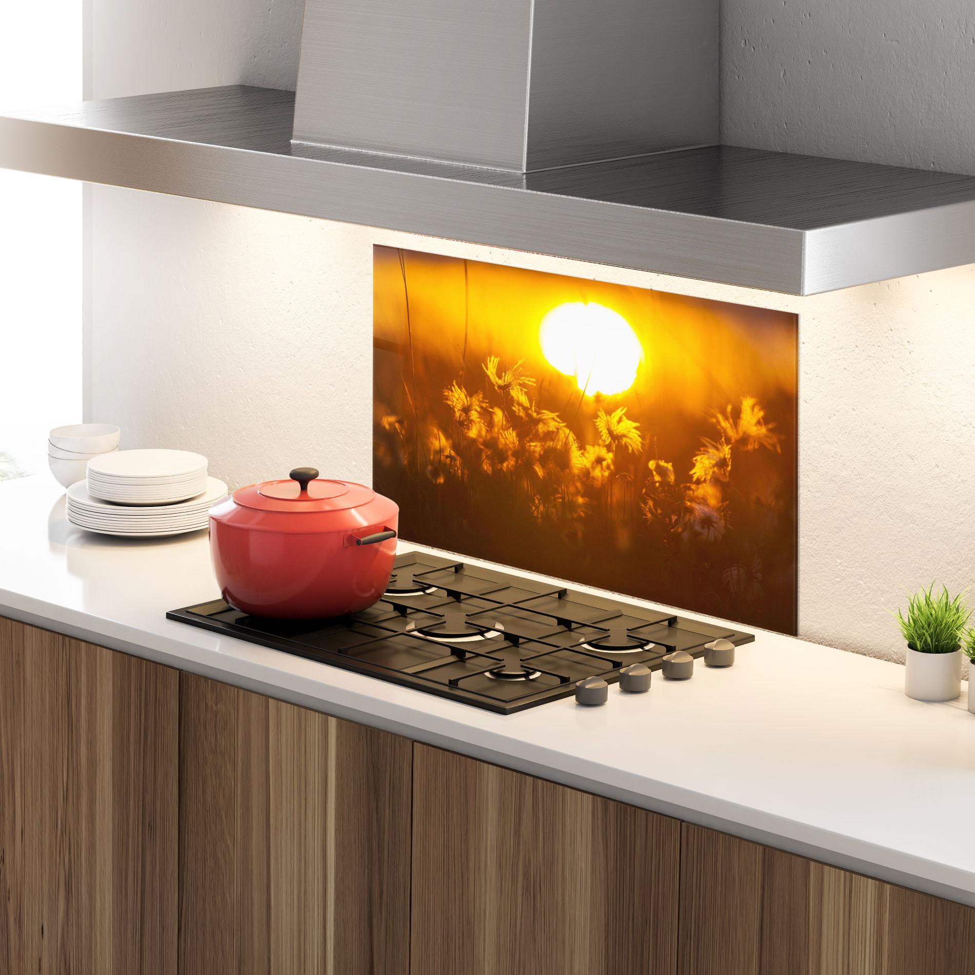 Küchenrückwand Glas Wildflowers mockup 4