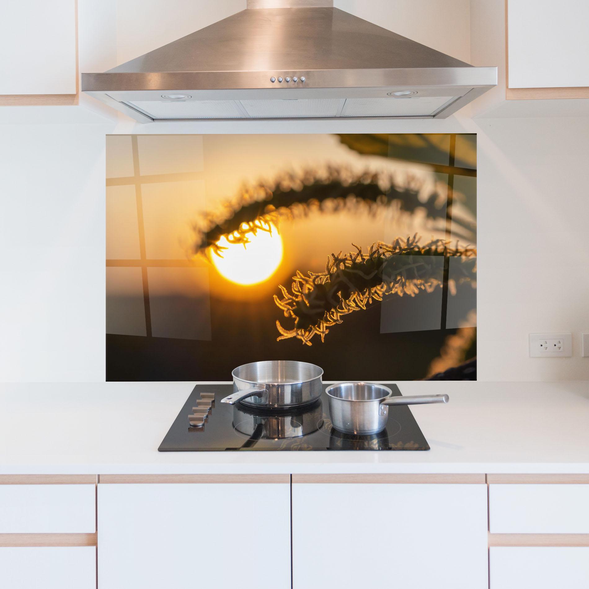 Küchenrückwand Glas Plant Shilouette mockup 5