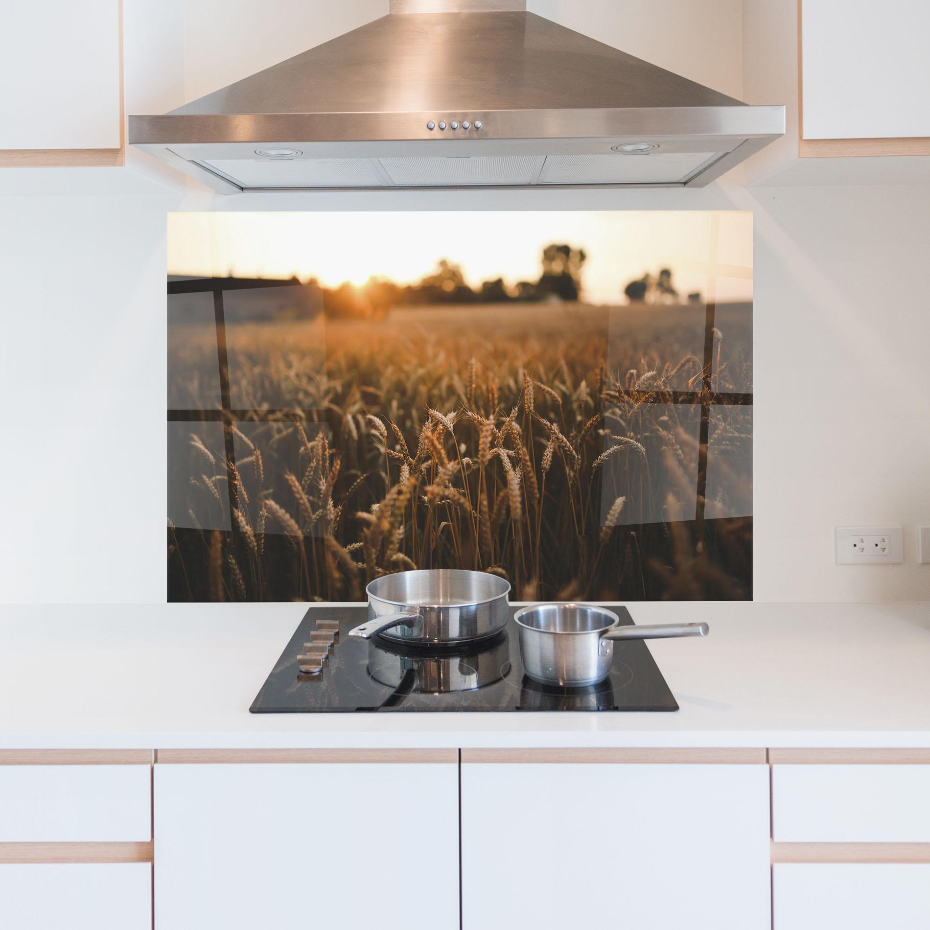 Küchenrückwand Glas Summer Field mockup 5