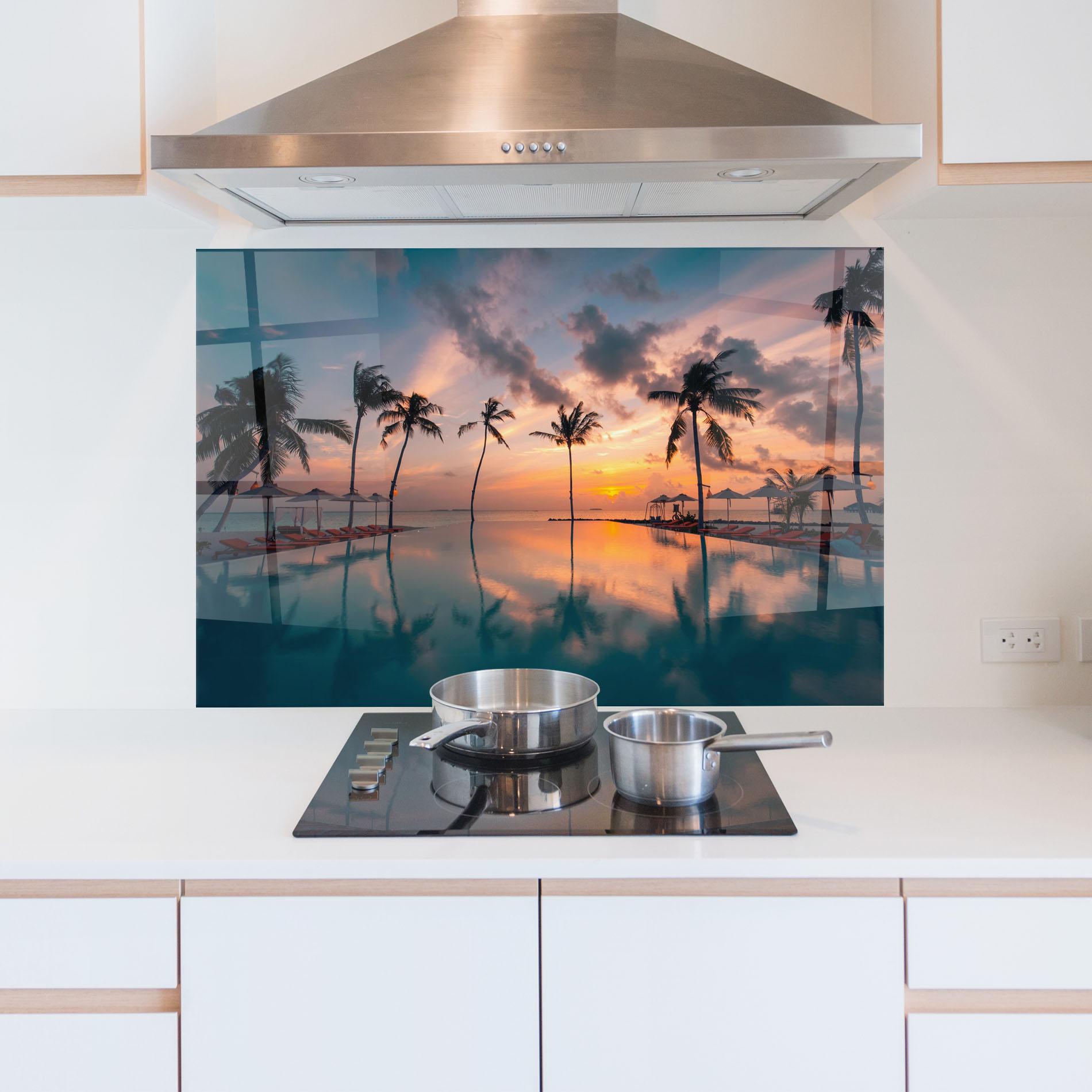 Küchenrückwand Glas Tropical Beach mockup 5