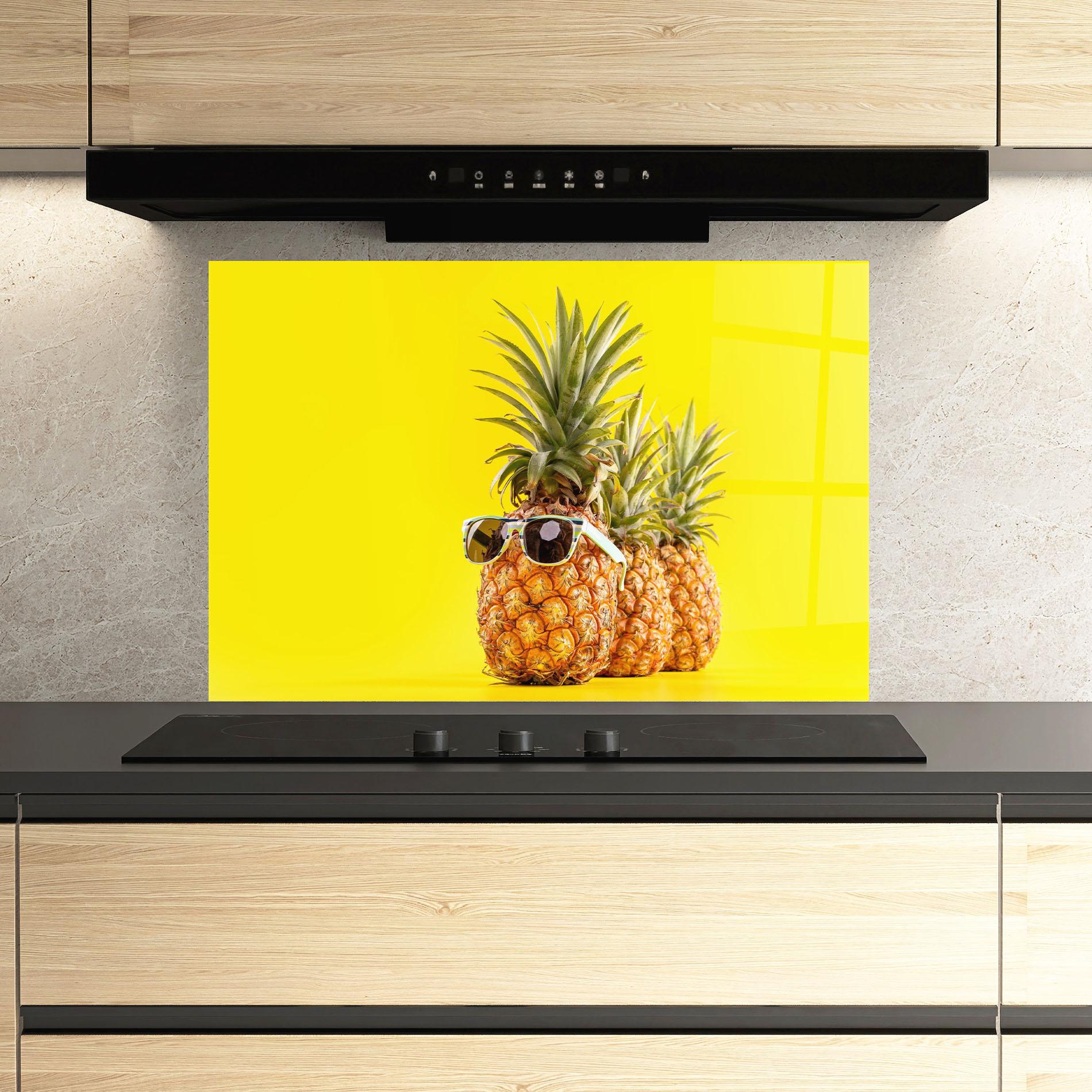 Küchenrückwand Glas Pineapple Looking Up mockup 3