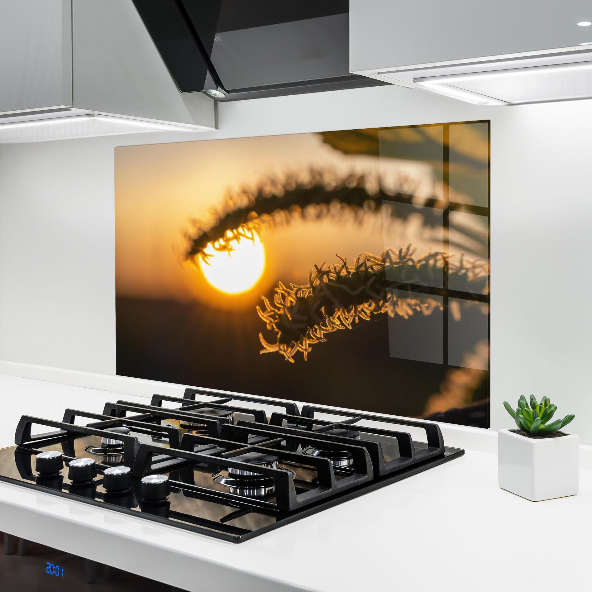 Küchenrückwand Glas Plant Shilouette mockup 6