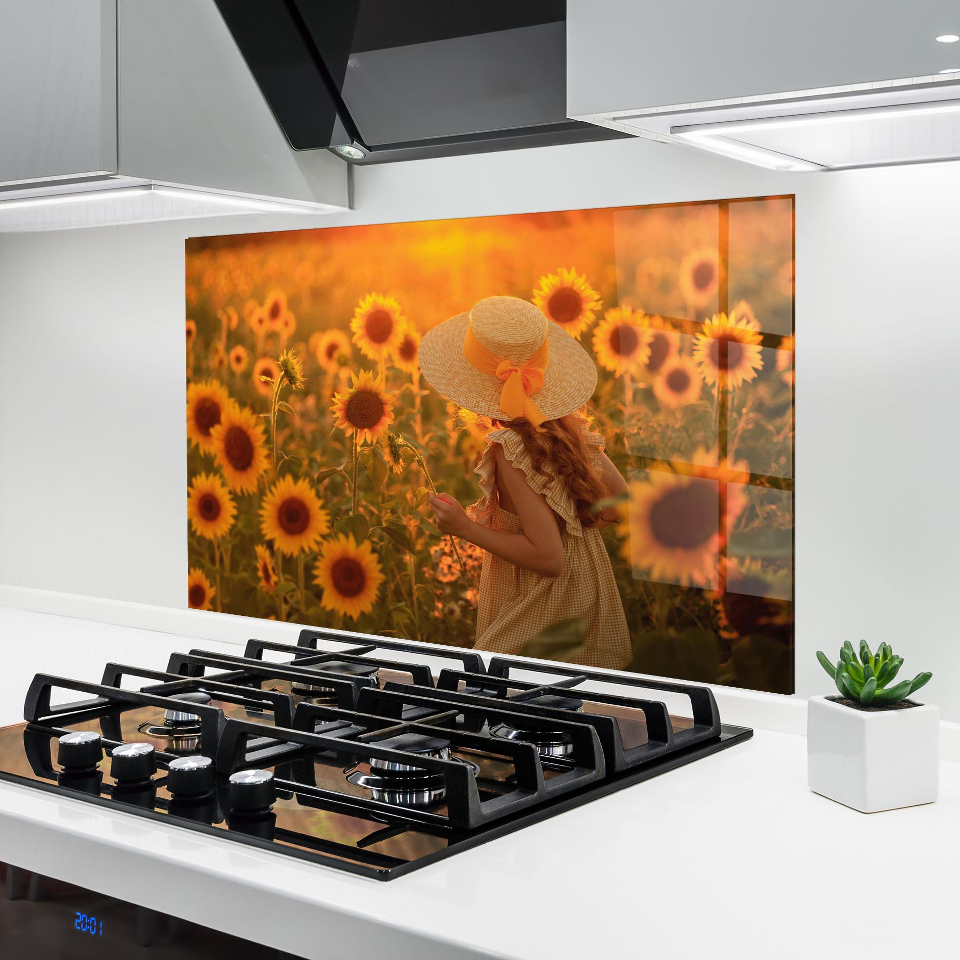 Küchenrückwand Glas Pretty Redhaired Girl mockup 6