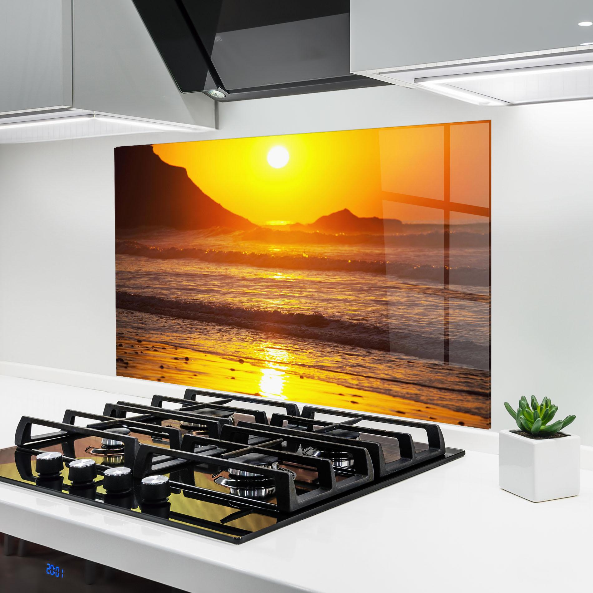 Küchenrückwand Glas Sea Sunset mockup 6