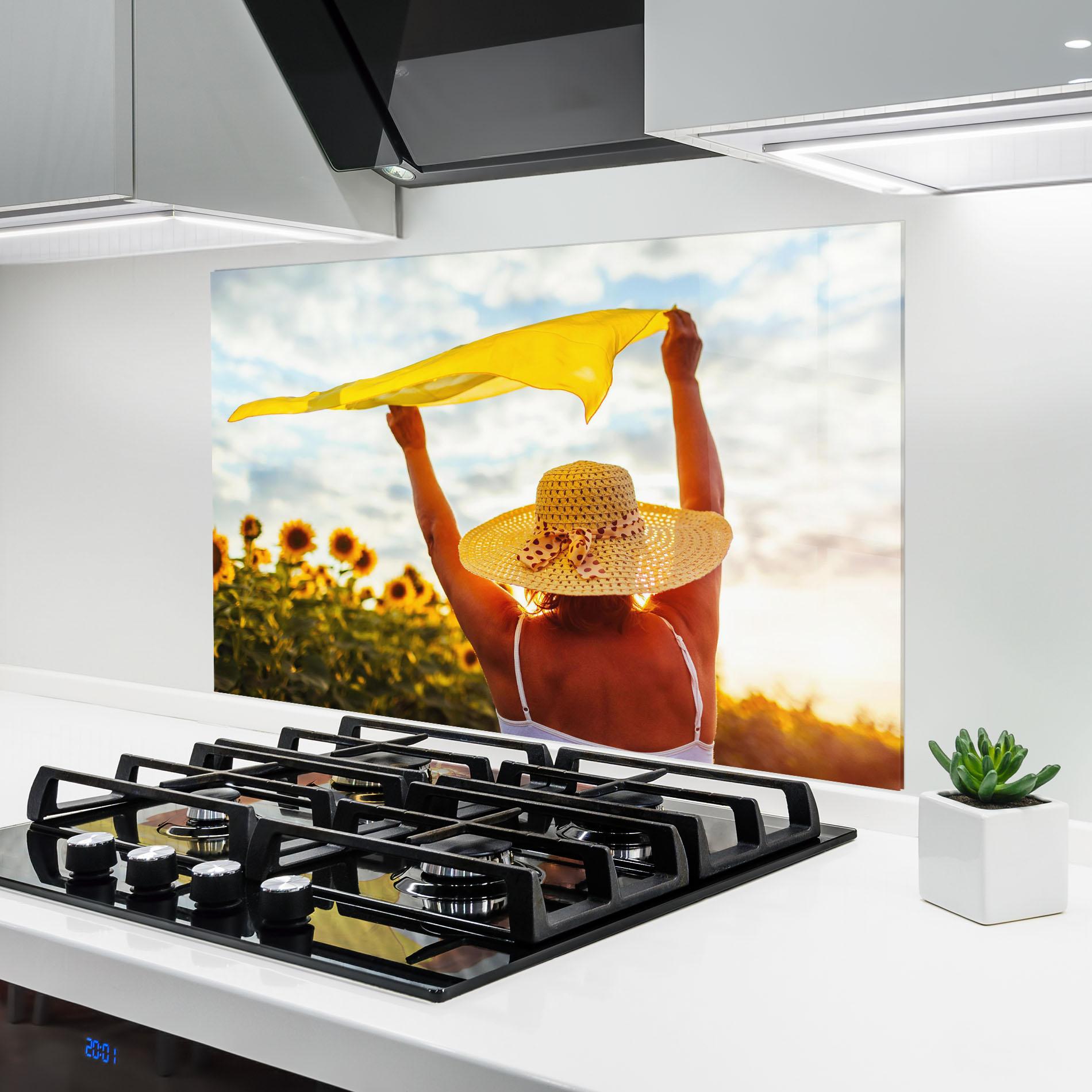 Küchenrückwand Glas Senior Woman Summer mockup 6