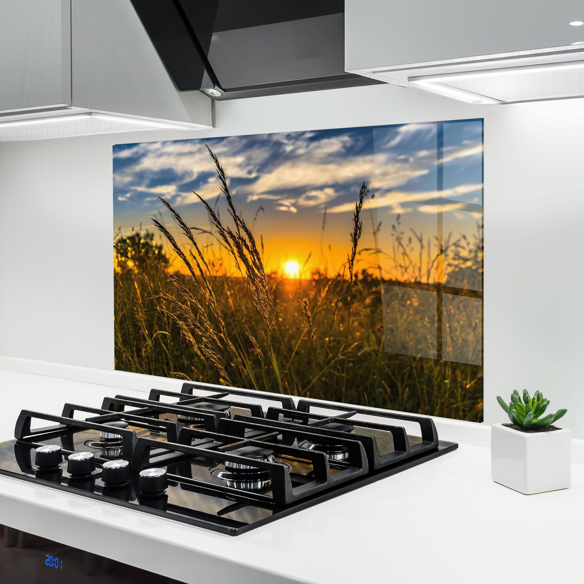 Küchenrückwand Glas Wheat Sunset mockup 6