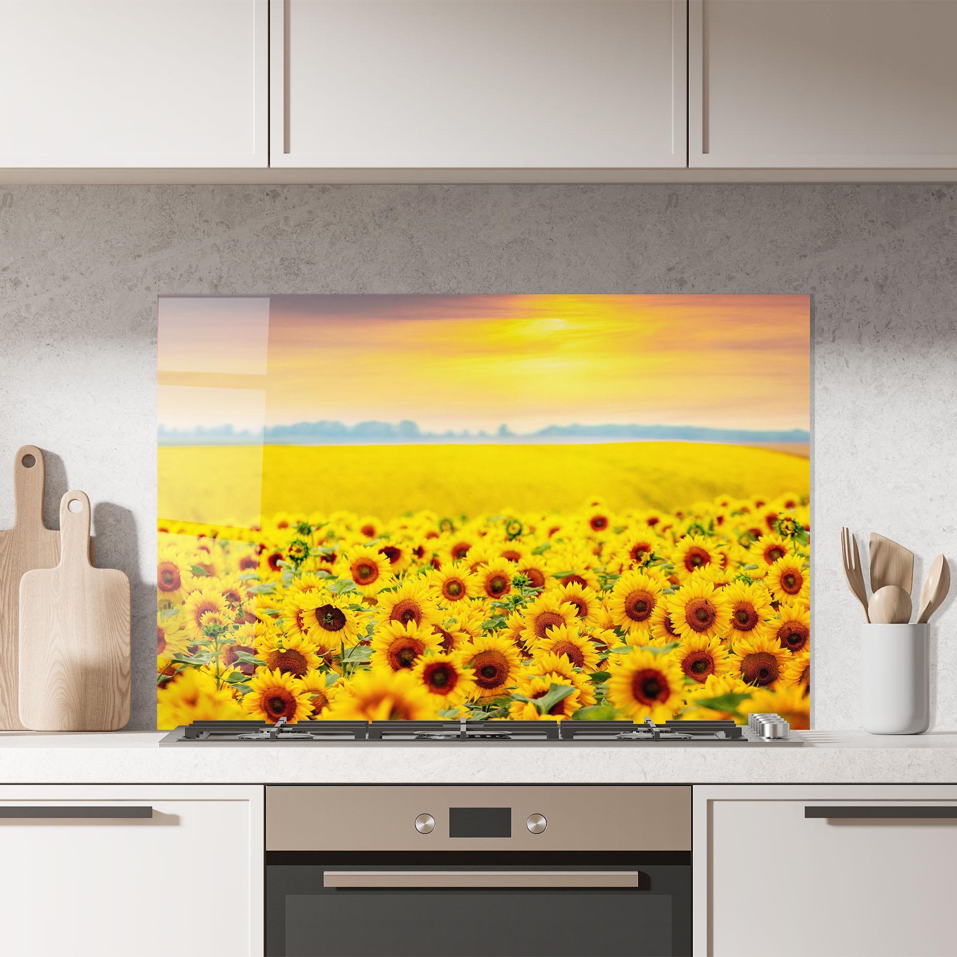Küchenrückwand Glas Yellow Sunflowers mockup 7