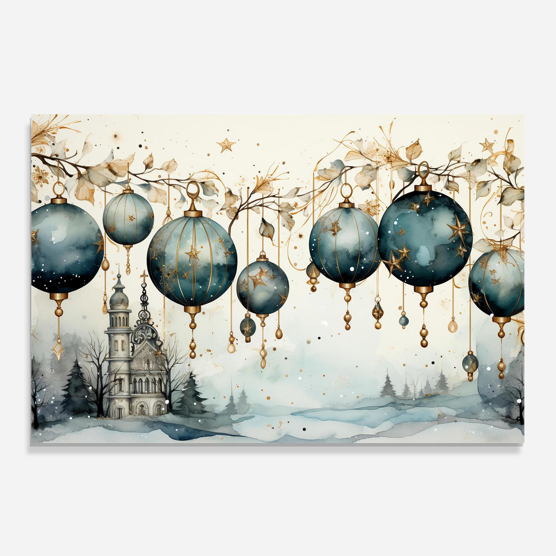 Küchenrückwand Glas Christmas Paper Art mockup 0