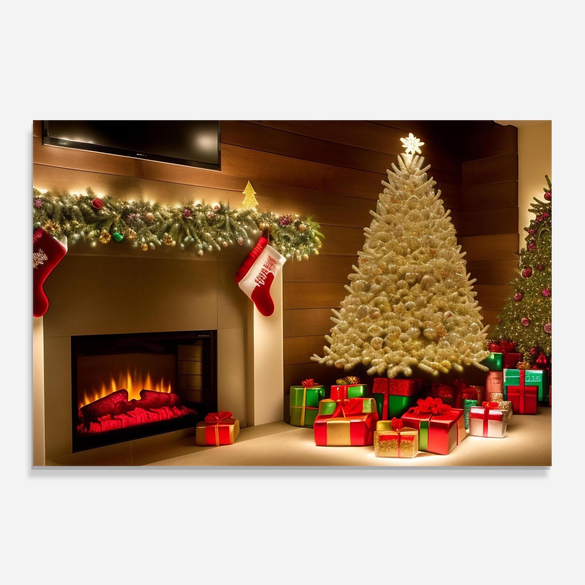 Küchenrückwand Glas Decorated Christmas Tree mockup 0