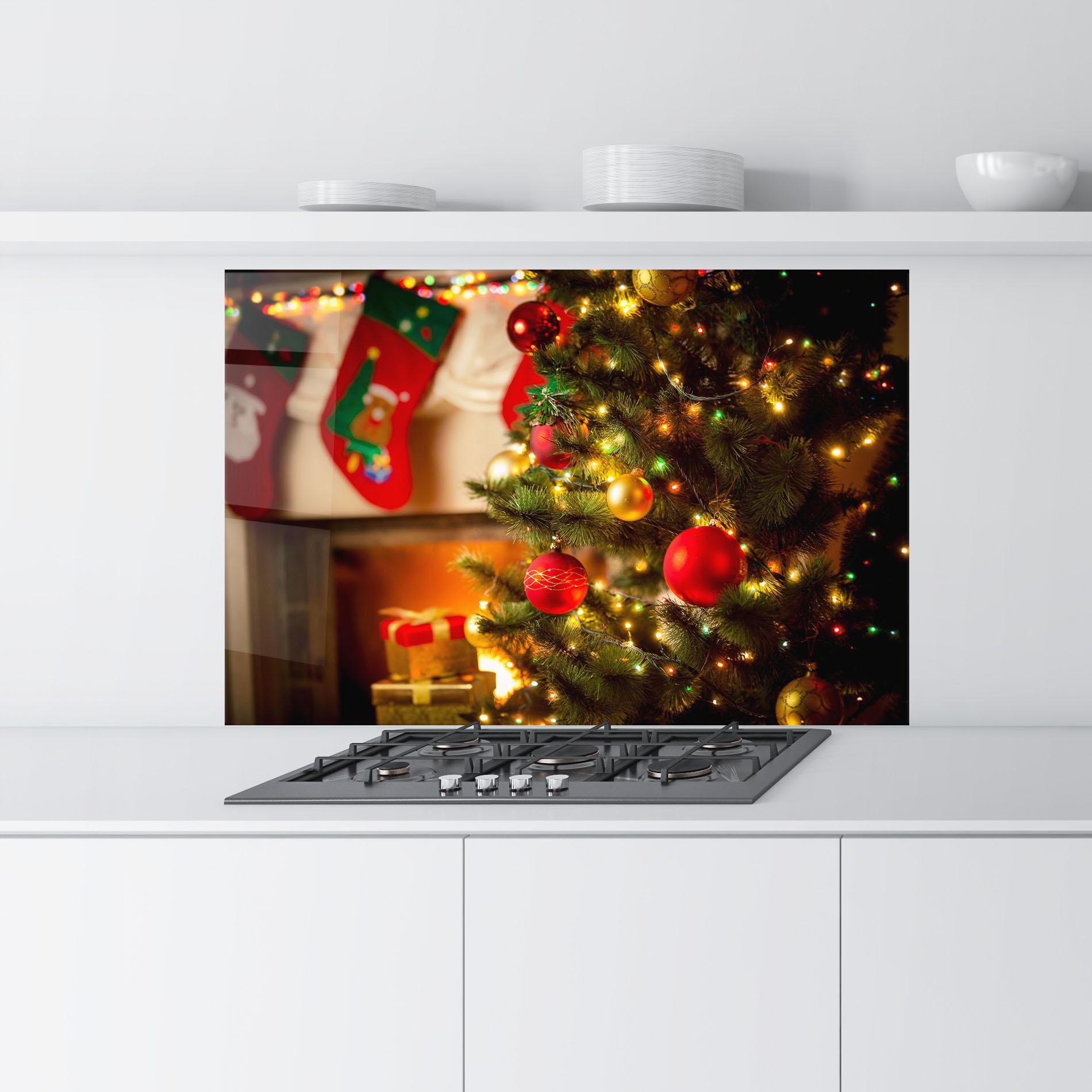 Küchenrückwand Glas Beautiful Fireplace mockup 9