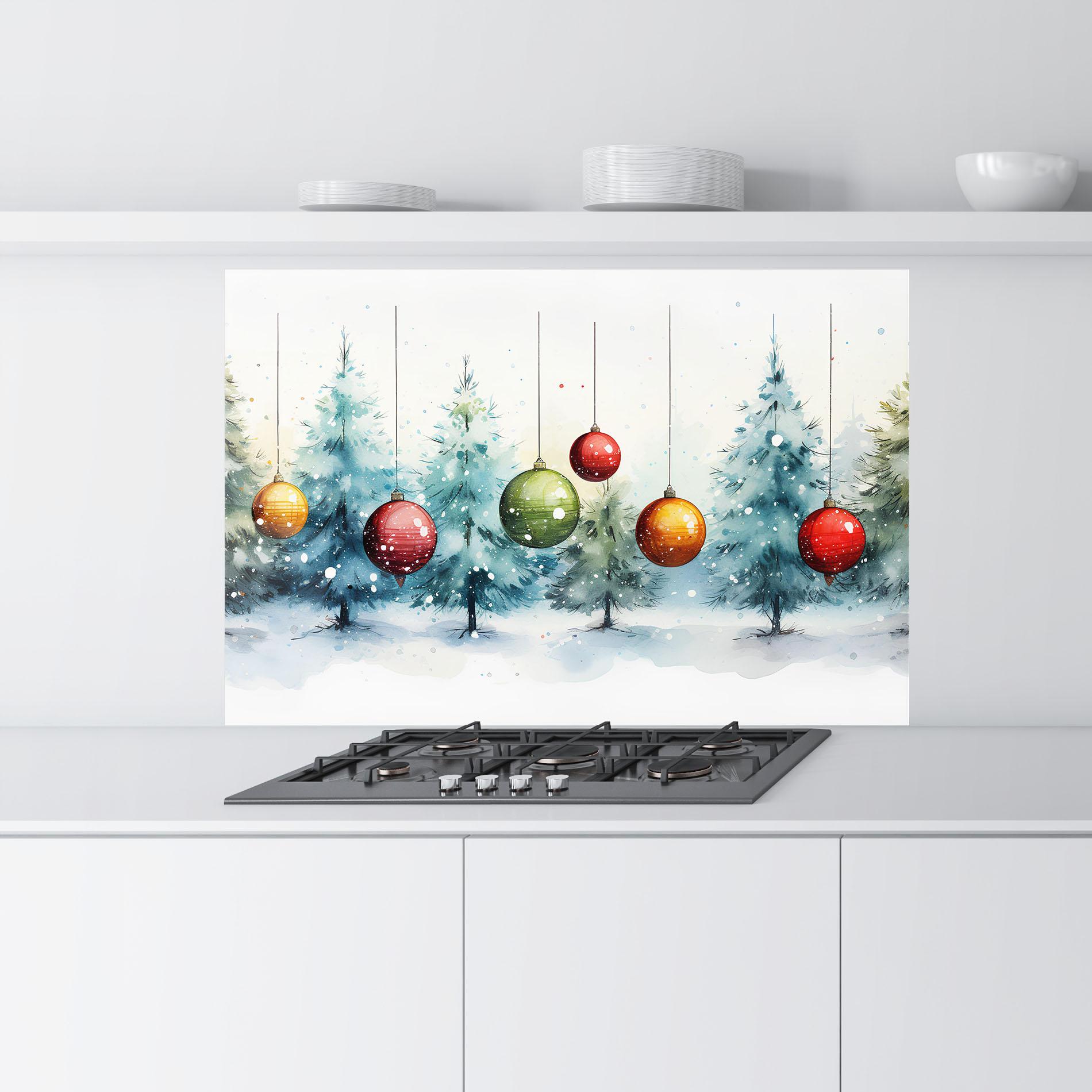 Küchenrückwand Glas Christmas Tree Painting mockup 9