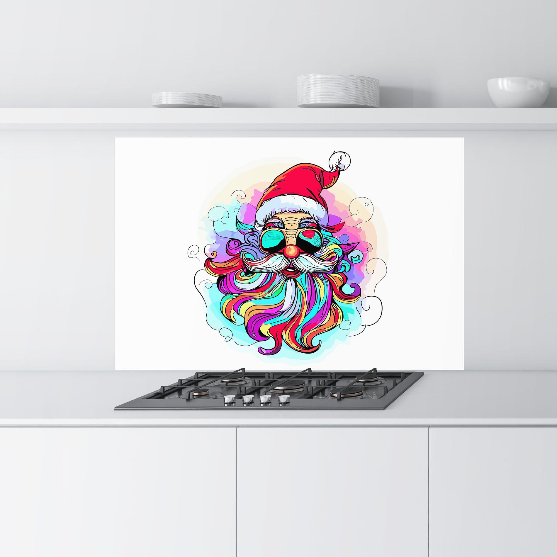 Küchenrückwand Glas Colorful Santa mockup 9