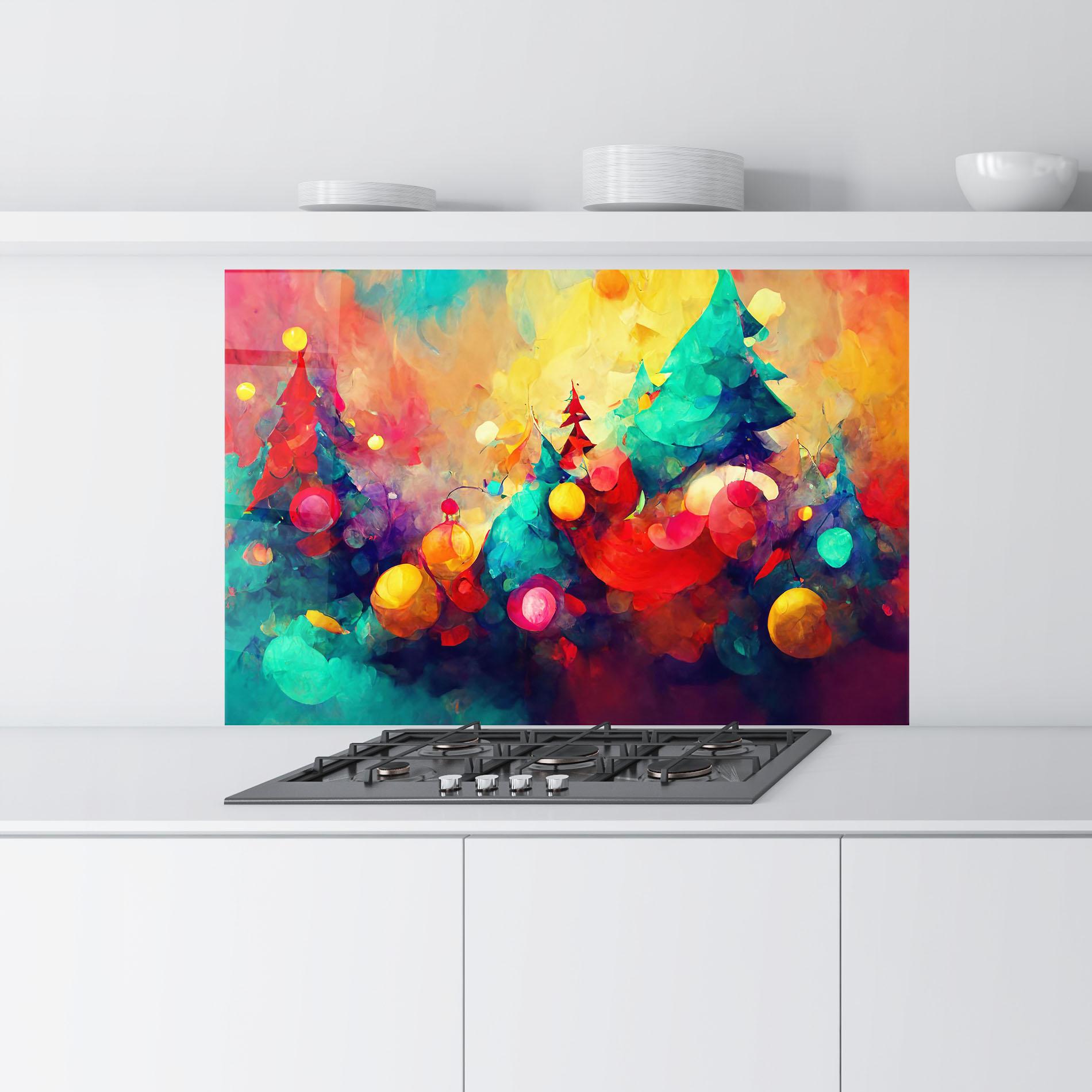 Küchenrückwand Glas Colorfull Winter mockup 9