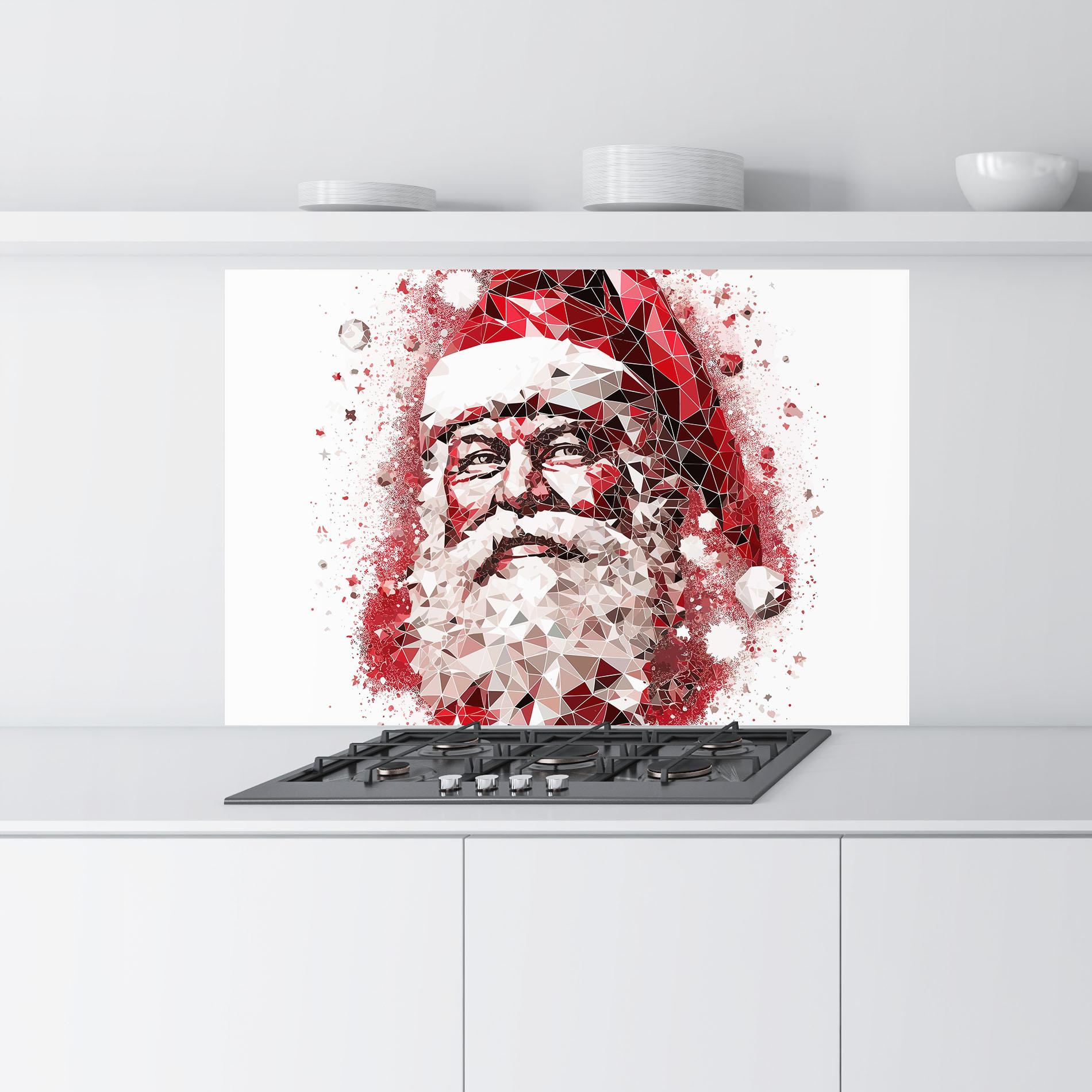 Küchenrückwand Glas Red Santa Art mockup 9