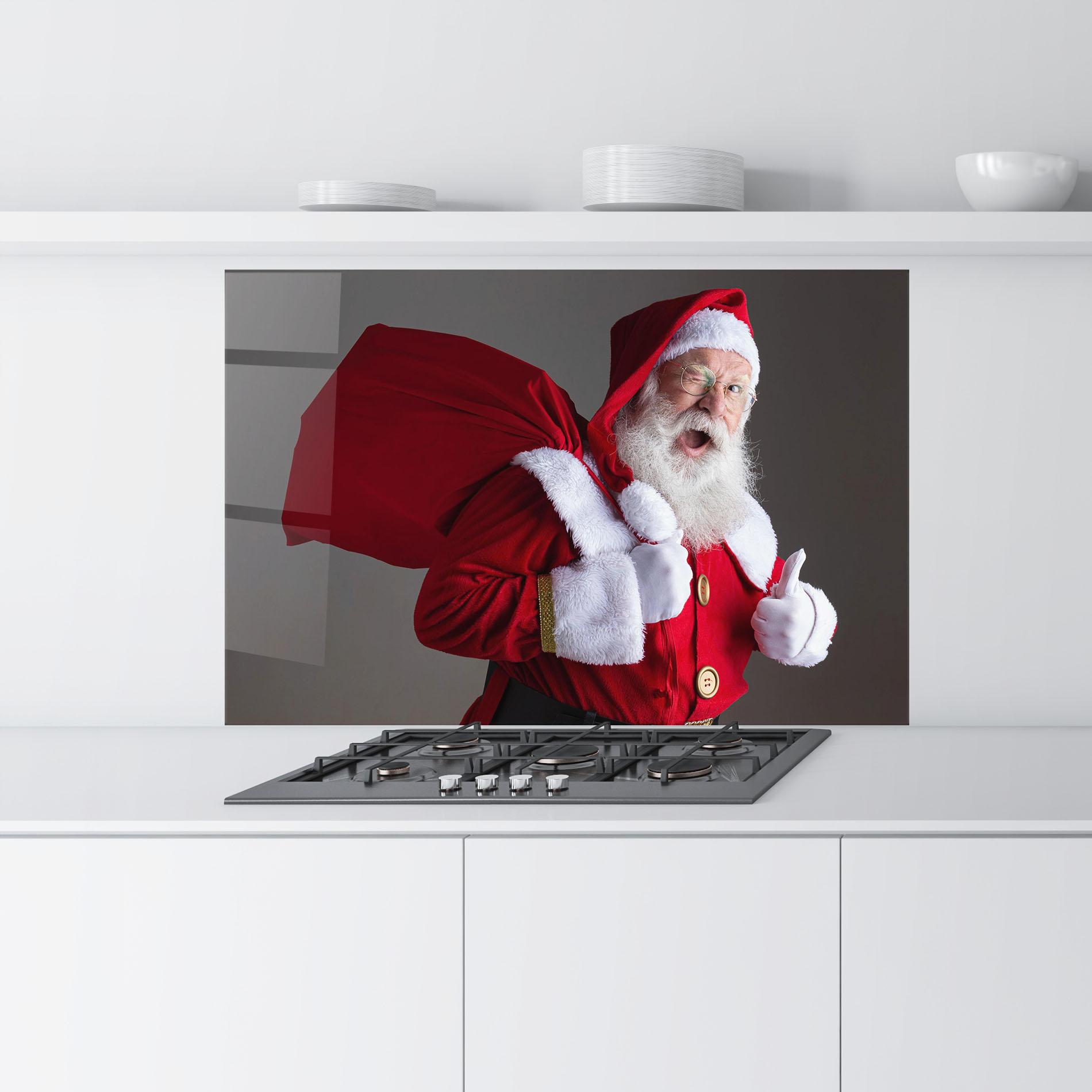 Küchenrückwand Glas Santa Smiling mockup 9