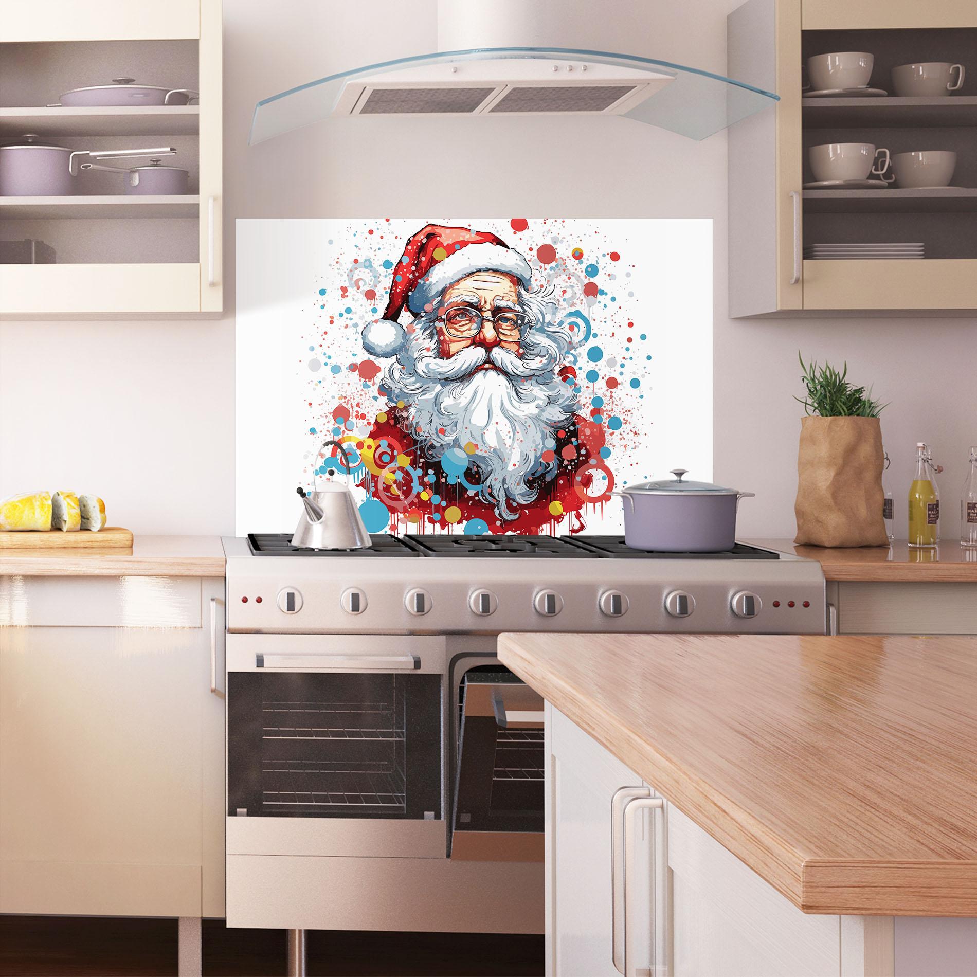 Küchenrückwand Glas Artistic Santa mockup 1