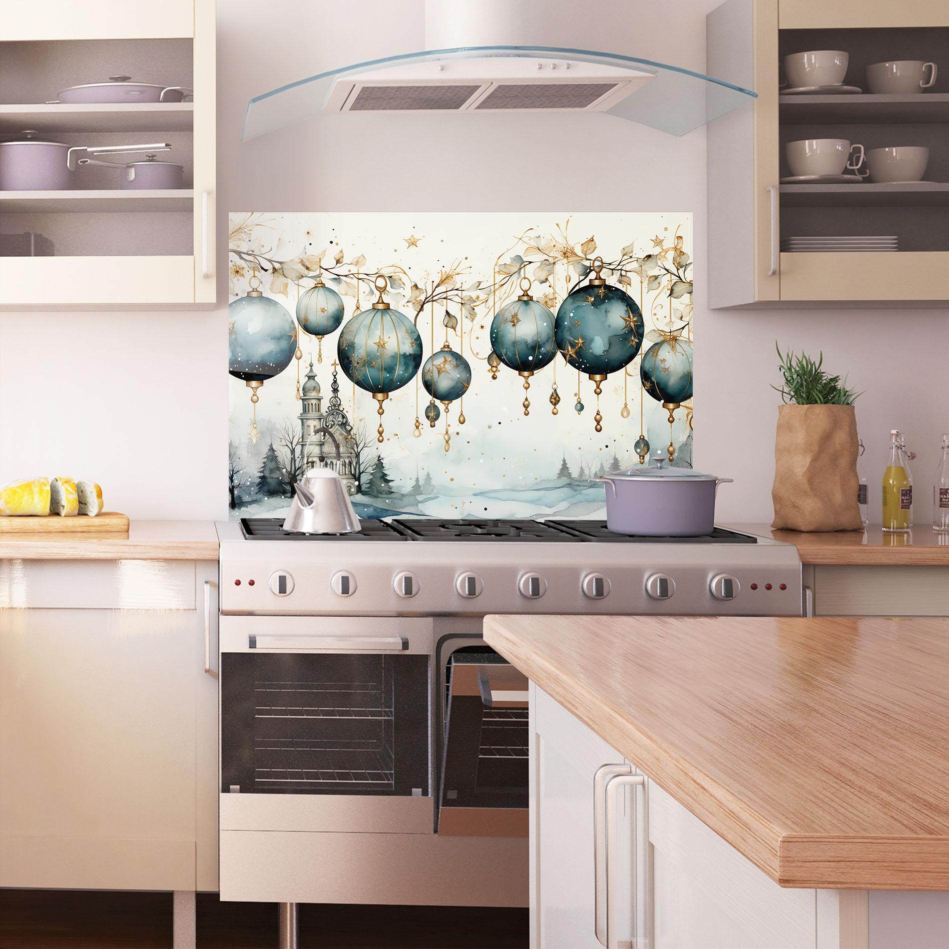 Küchenrückwand Glas Christmas Paper Art mockup 1