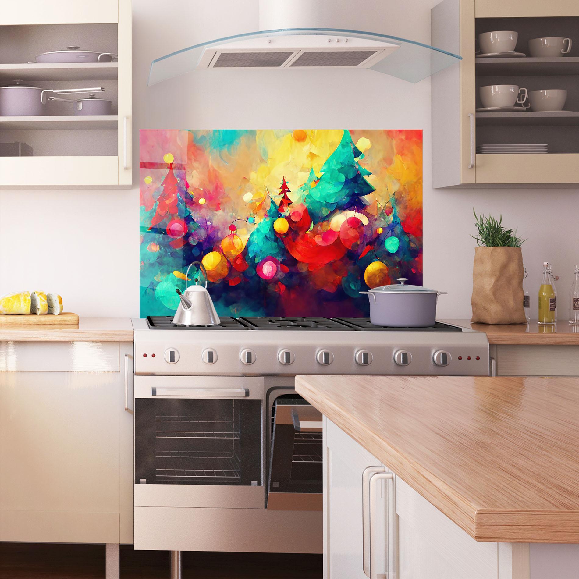 Küchenrückwand Glas Colorfull Winter mockup 1
