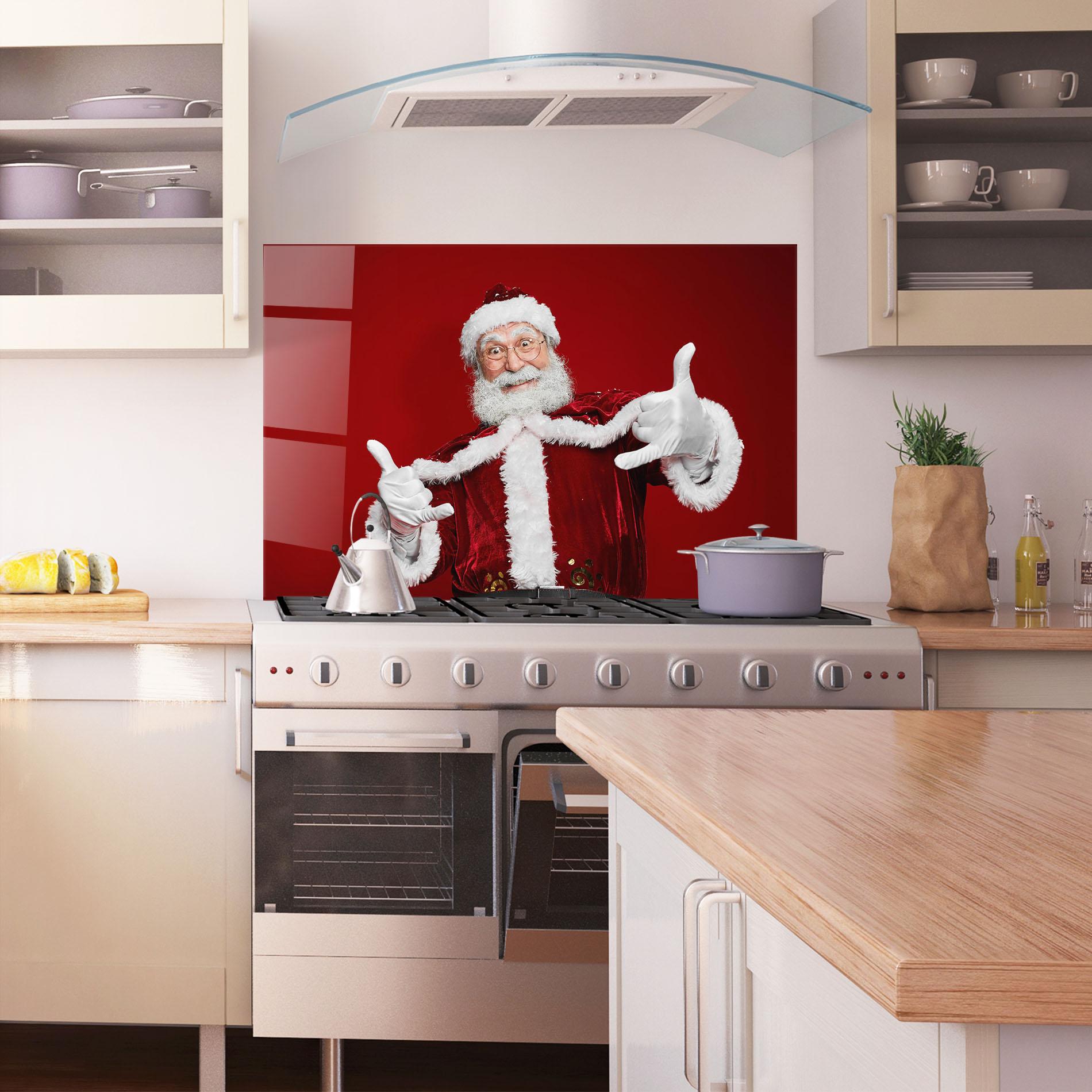 Küchenrückwand Glas Cool Santa Claus mockup 1