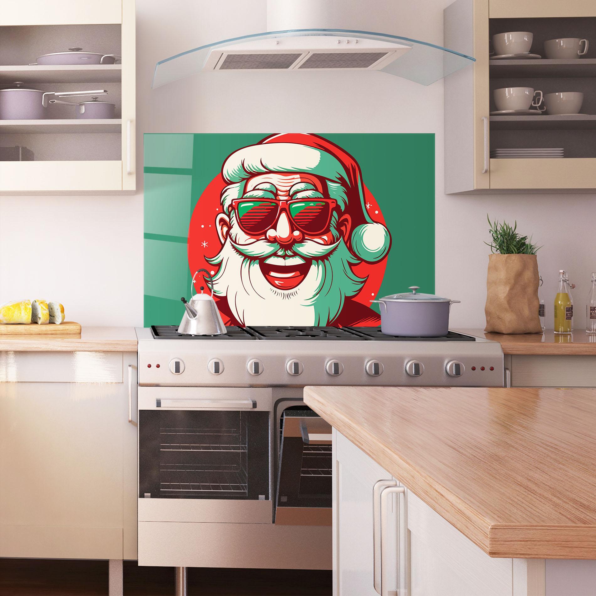 Küchenrückwand Glas Crazy Smile Santa mockup 1