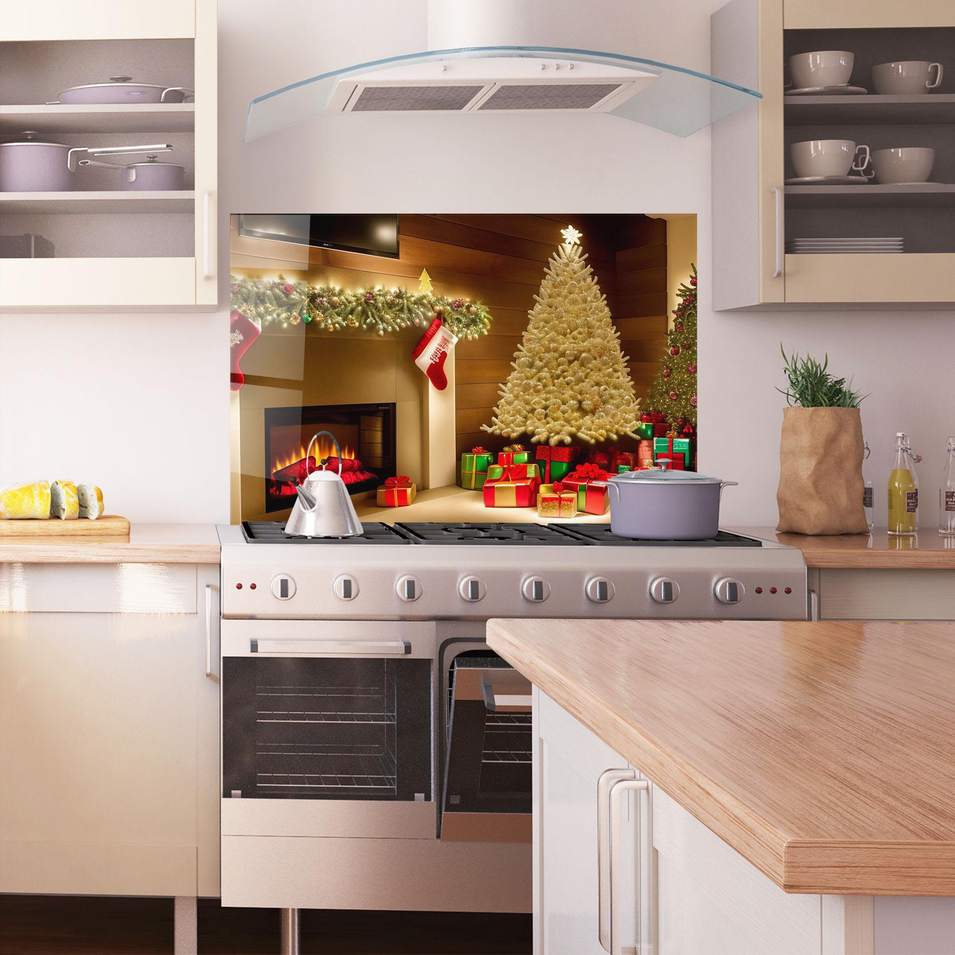 Küchenrückwand Glas Decorated Christmas Tree mockup 1