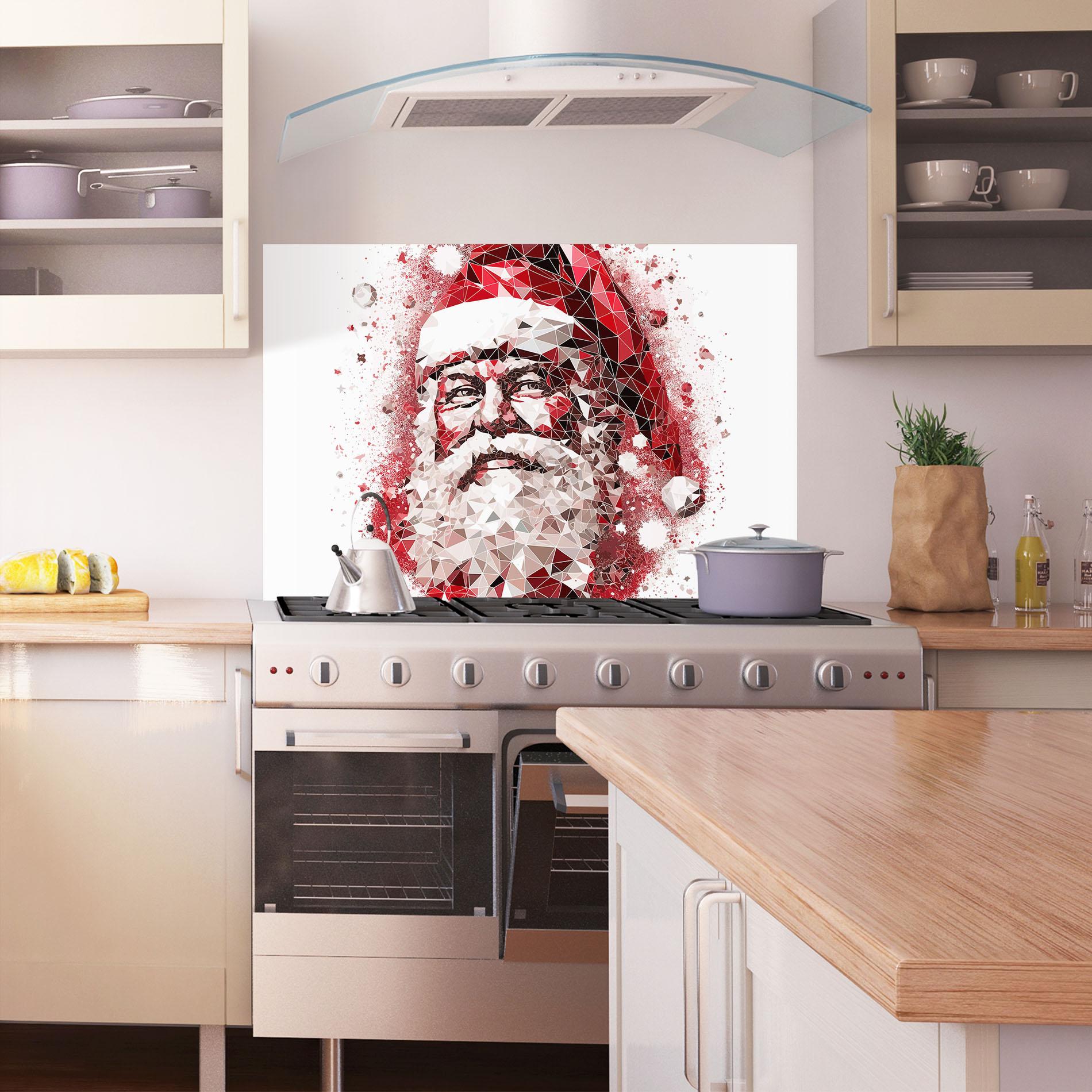 Küchenrückwand Glas Red Santa Art mockup 1