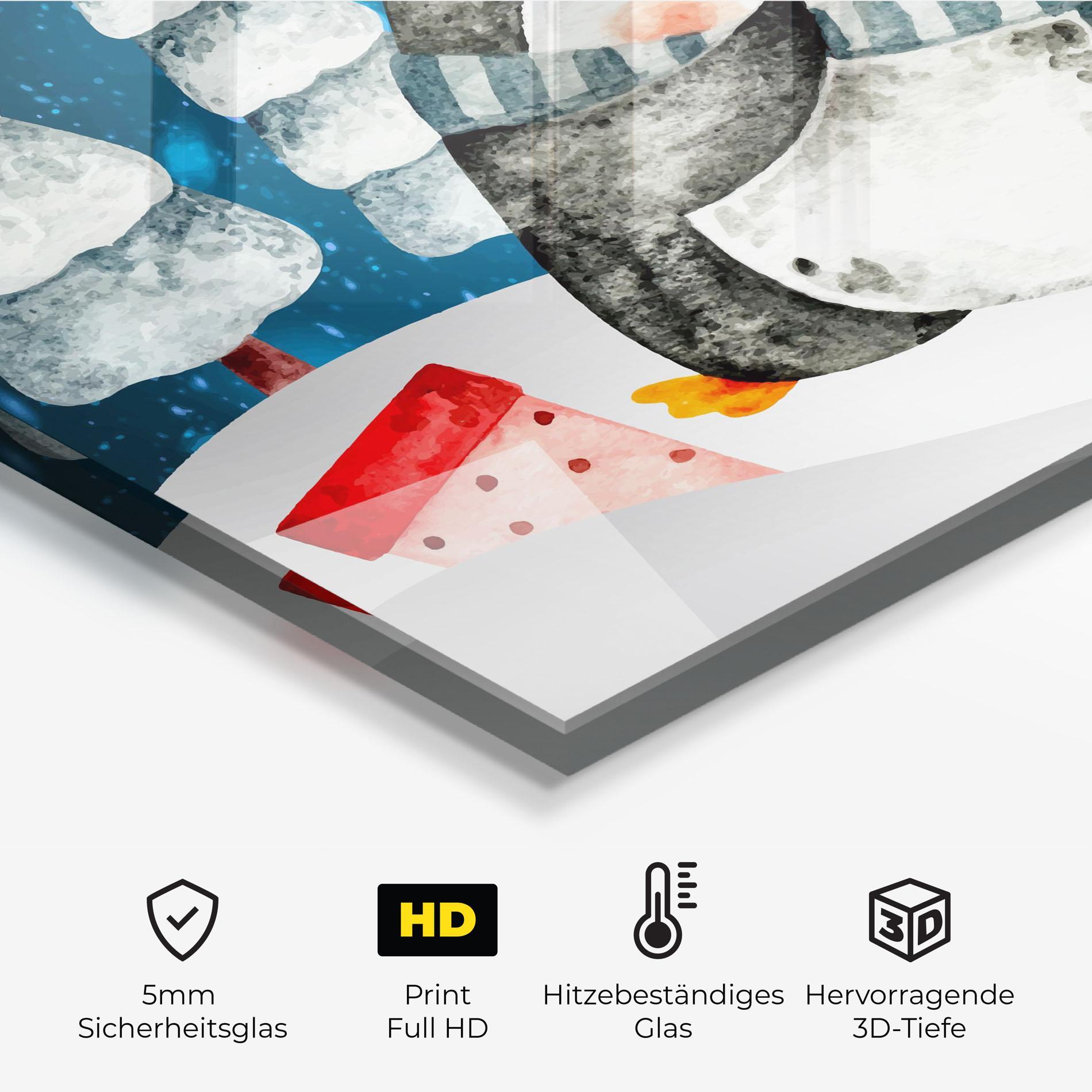 Küchenrückwand Glas Blue Pinguin mockup 2