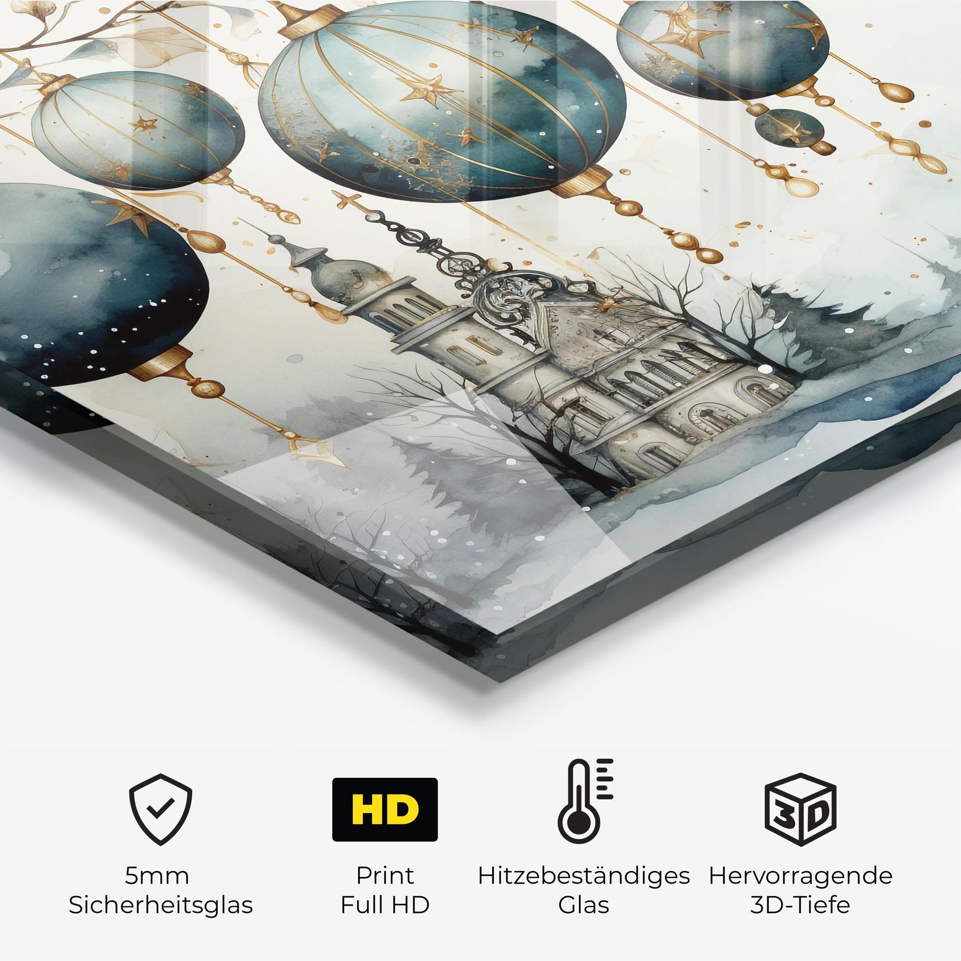 Küchenrückwand Glas Christmas Paper Art mockup 2