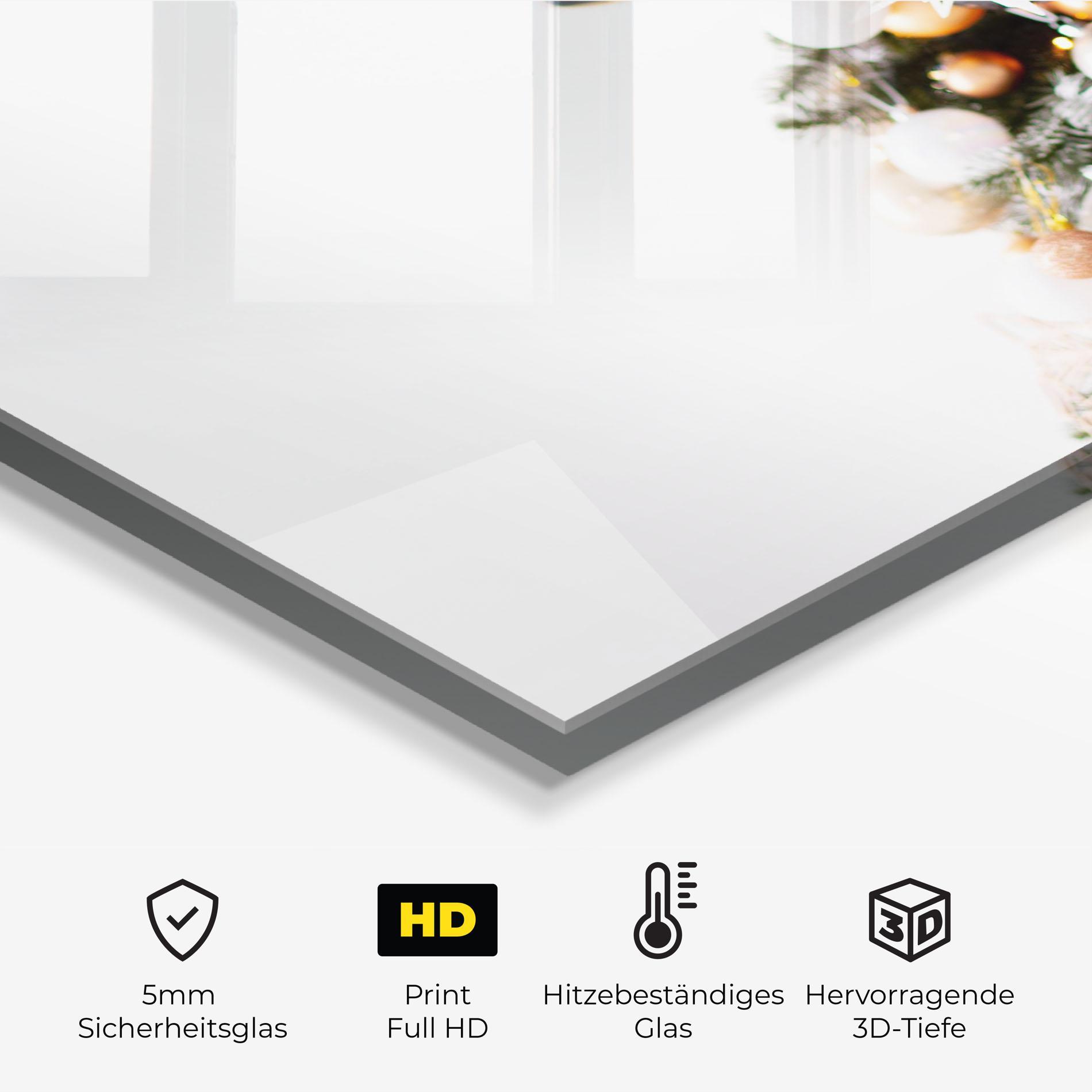 Küchenrückwand Glas Christmas Tree Close Up mockup 2