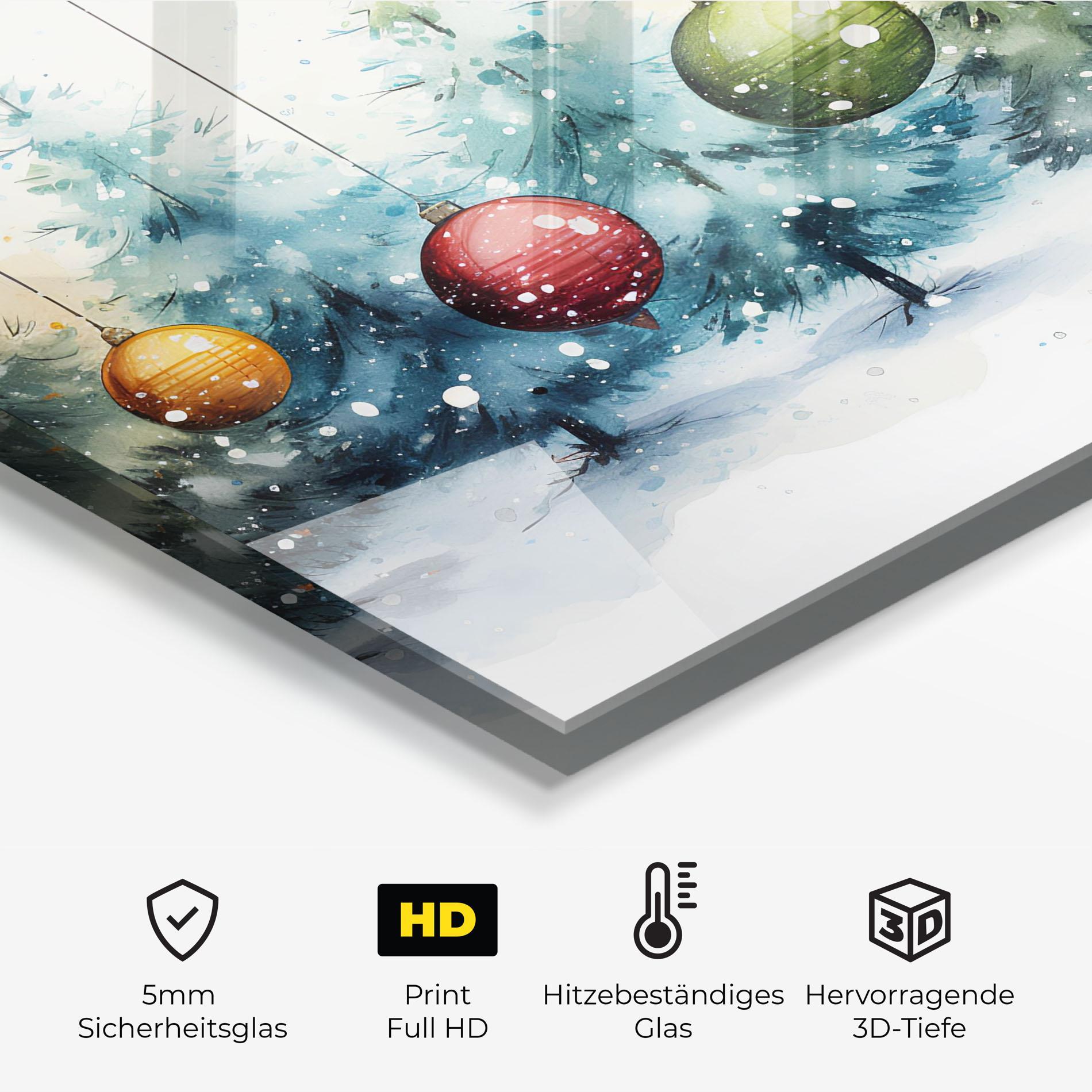 Küchenrückwand Glas Christmas Tree Painting mockup 2