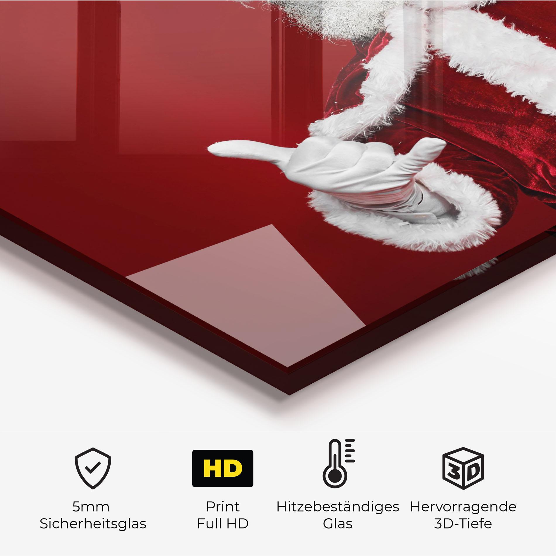 Küchenrückwand Glas Cool Santa Claus mockup 2