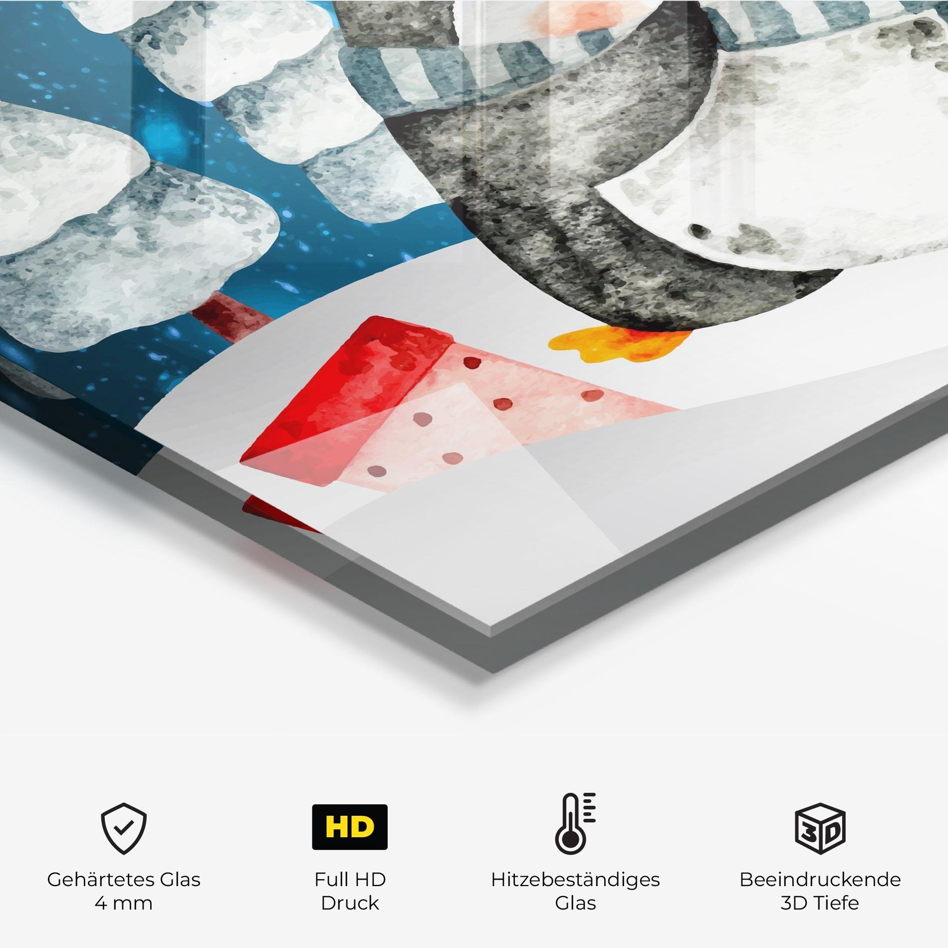 Küchenrückwand Glas Blue Pinguin mockup 2