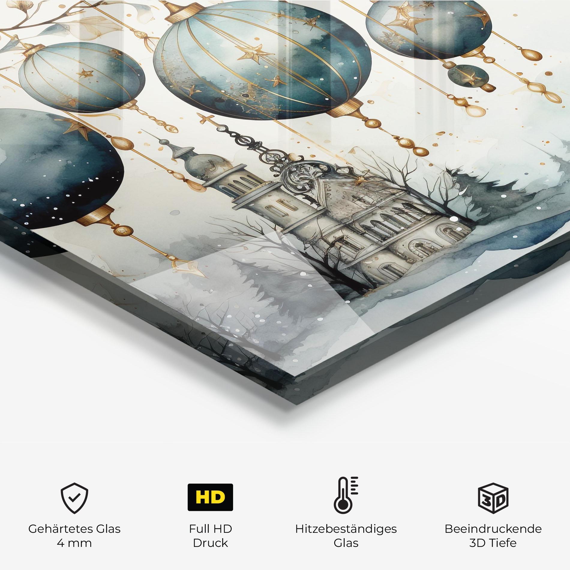 Küchenrückwand Glas Christmas Paper Art mockup 2